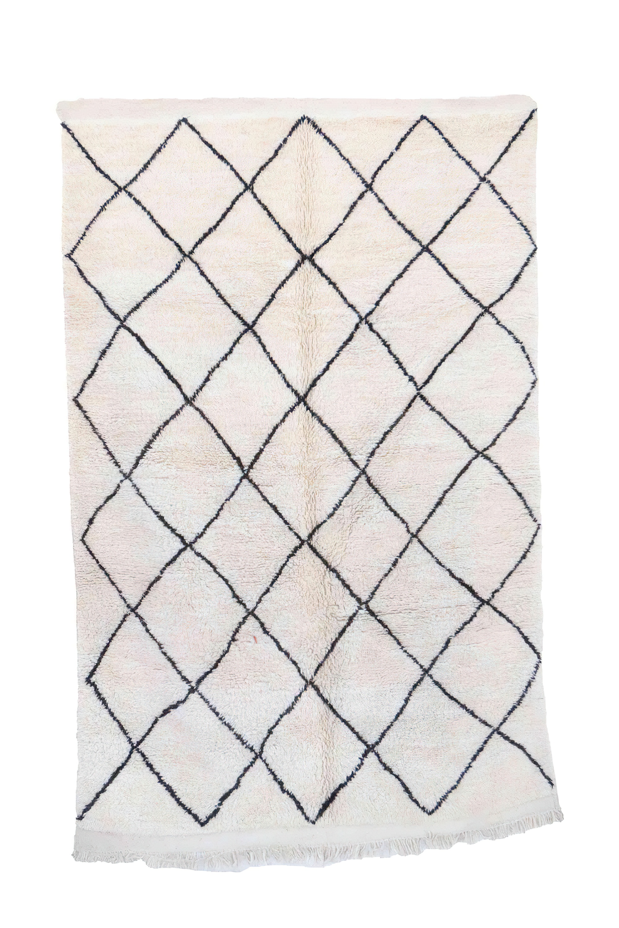 Moroccan custom rug from Beni Ourain, Wool and Thread, White