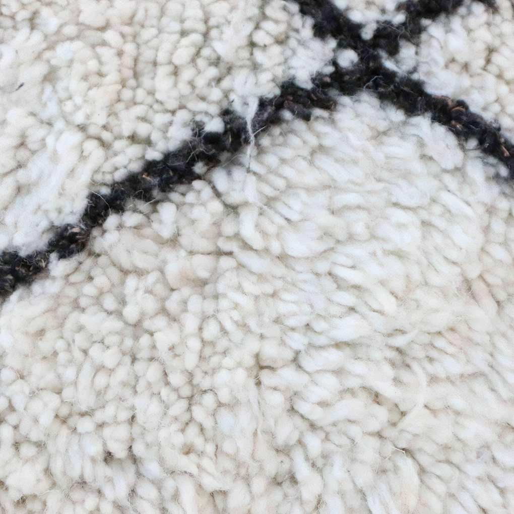 Moroccan custom rug from Beni Ourain, Wool and Thread, White