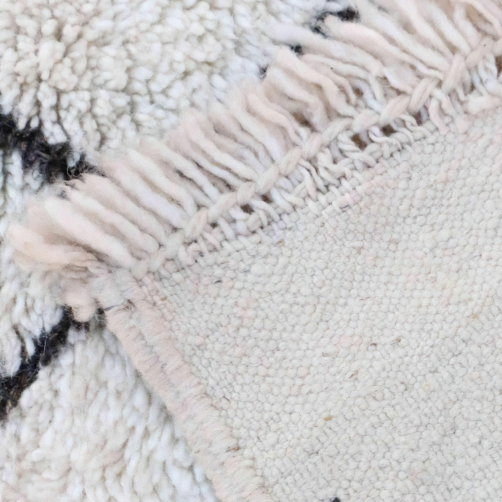 Moroccan custom rug from Beni Ourain, Wool and Thread, White