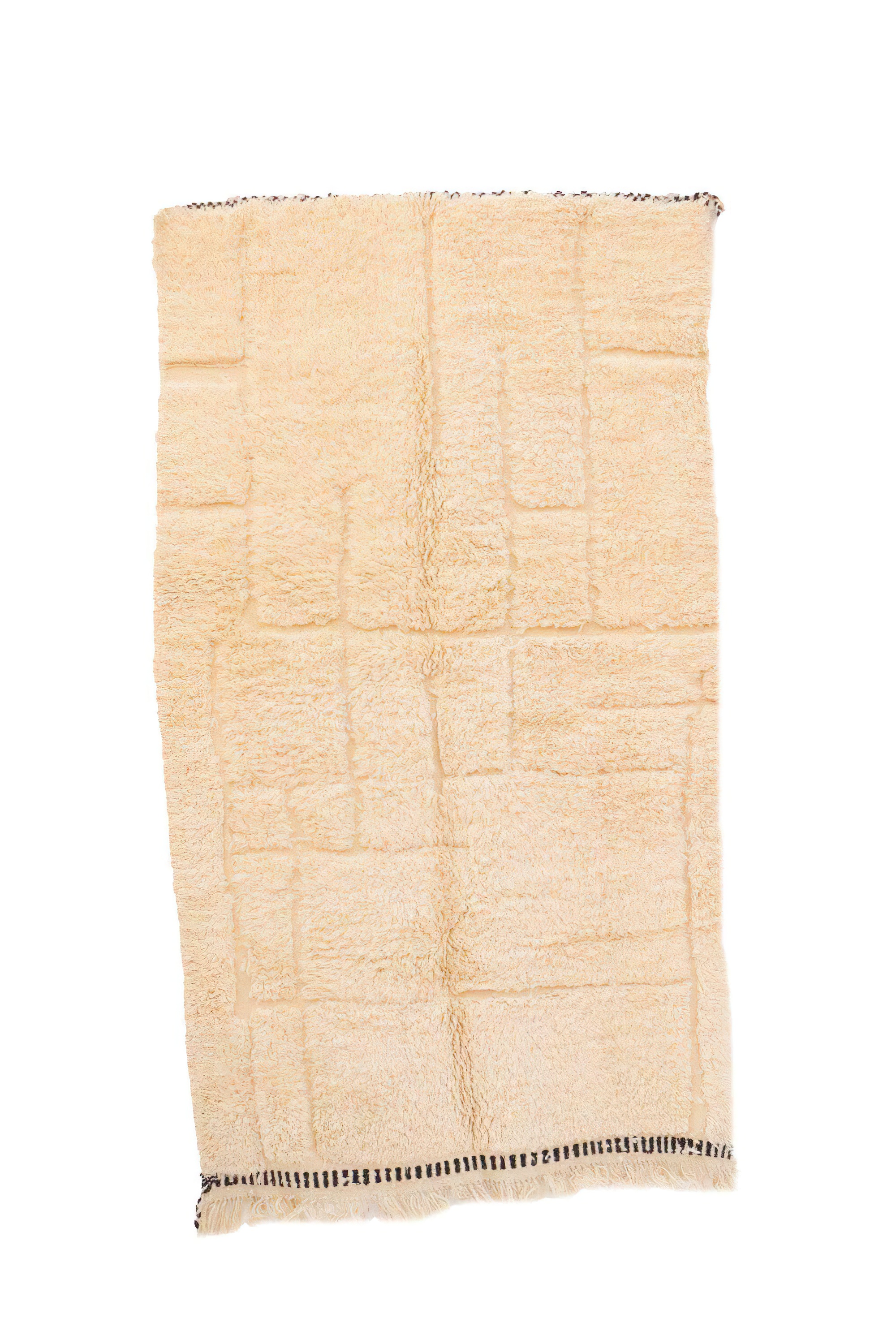 Moroccan custom rug from Beni Ourain, Wool and Thread, Off-white