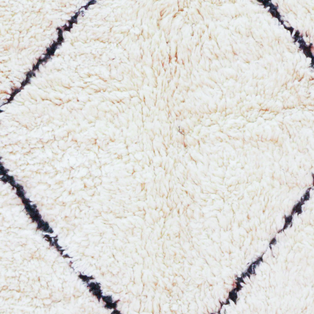 Moroccan custom rug from Beni Ourain, Wool and Thread, White