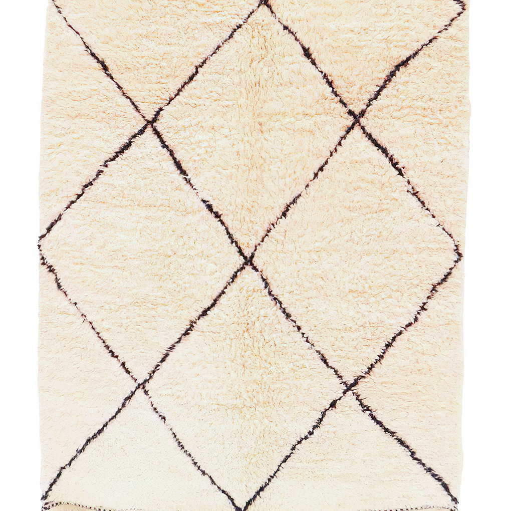 Moroccan custom rug from Beni Ourain, Wool and Thread, White