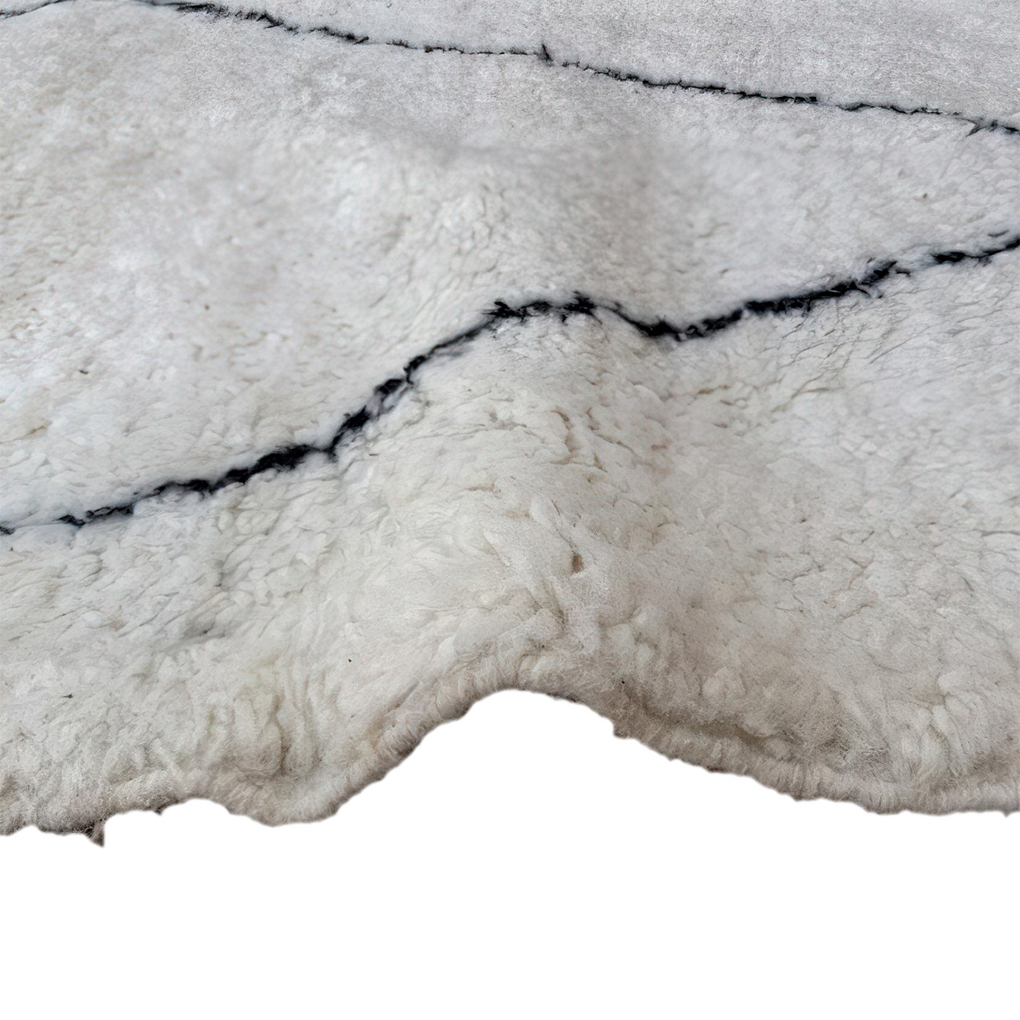 Moroccan custom rug from Beni Ourain, Wool and Thread, White