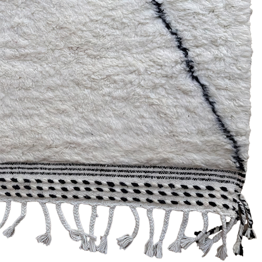 Moroccan custom rug from Beni Ourain, Wool and Thread, White