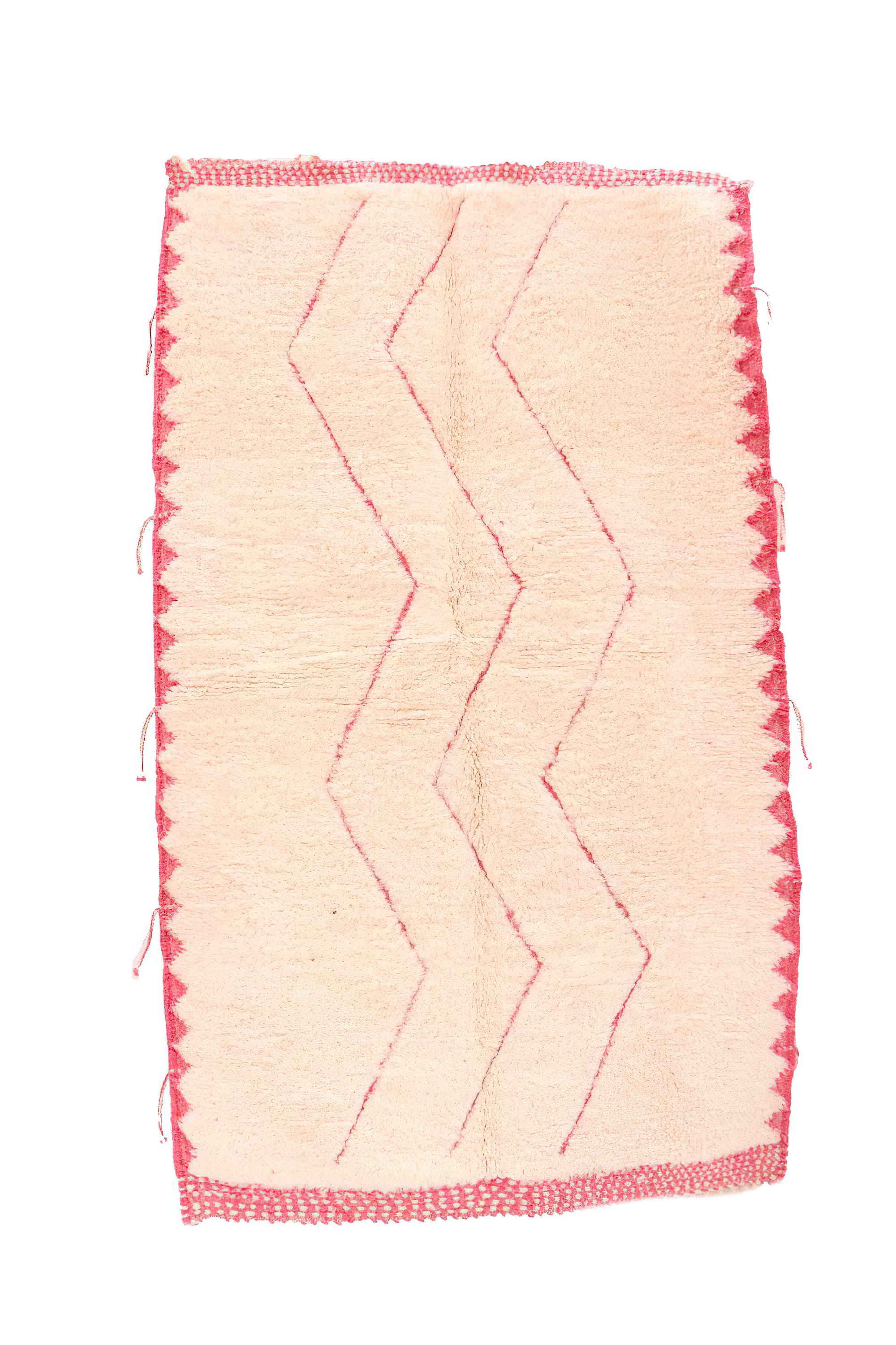 Moroccan custom rug from Beni Ourain, Wool and Thread, White