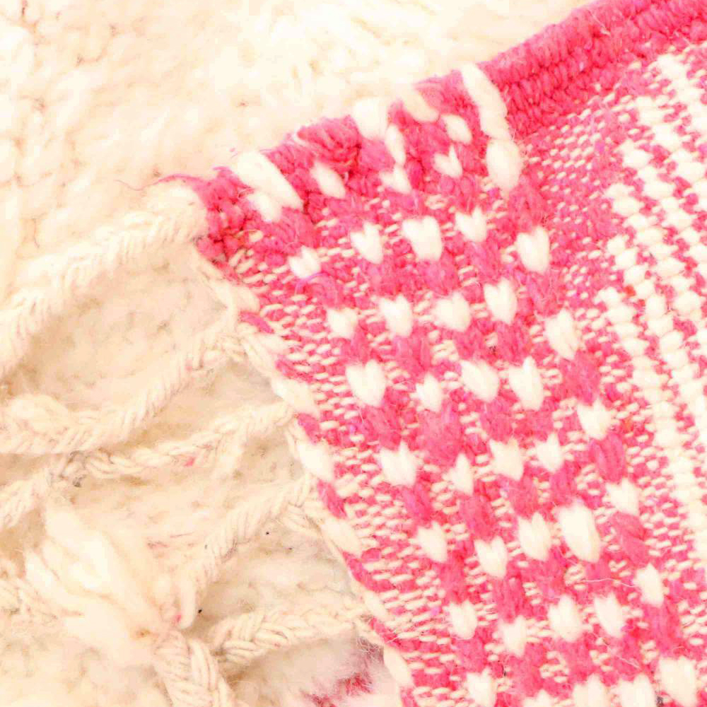 Moroccan custom rug from Beni Ourain, Wool and Thread, White