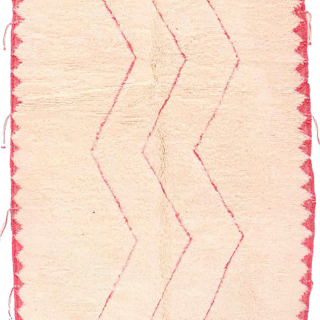 Moroccan custom rug from Beni Ourain, Wool and Thread, White