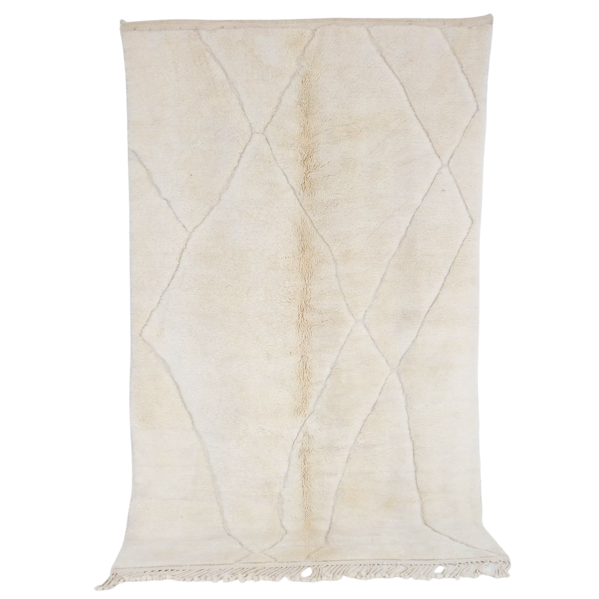 Moroccan custom rug from Beni Ourain, Wool and Thread, White