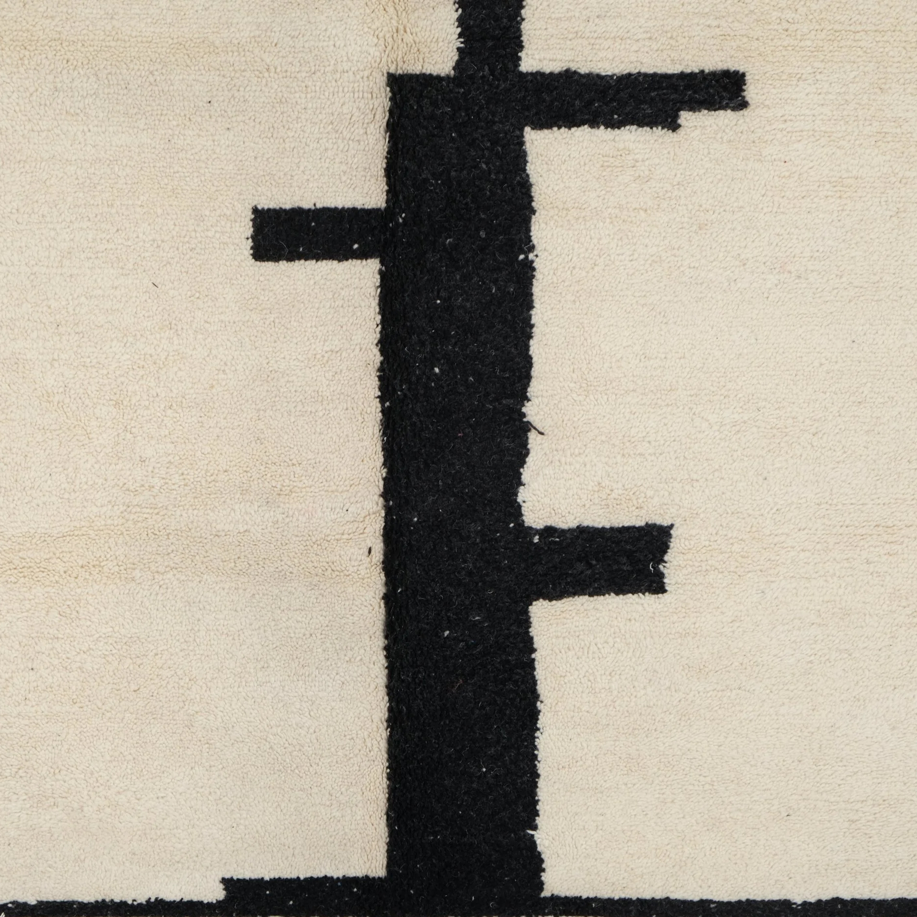 Moroccan custom rug from Beni Ourain, Wool and Thread, White