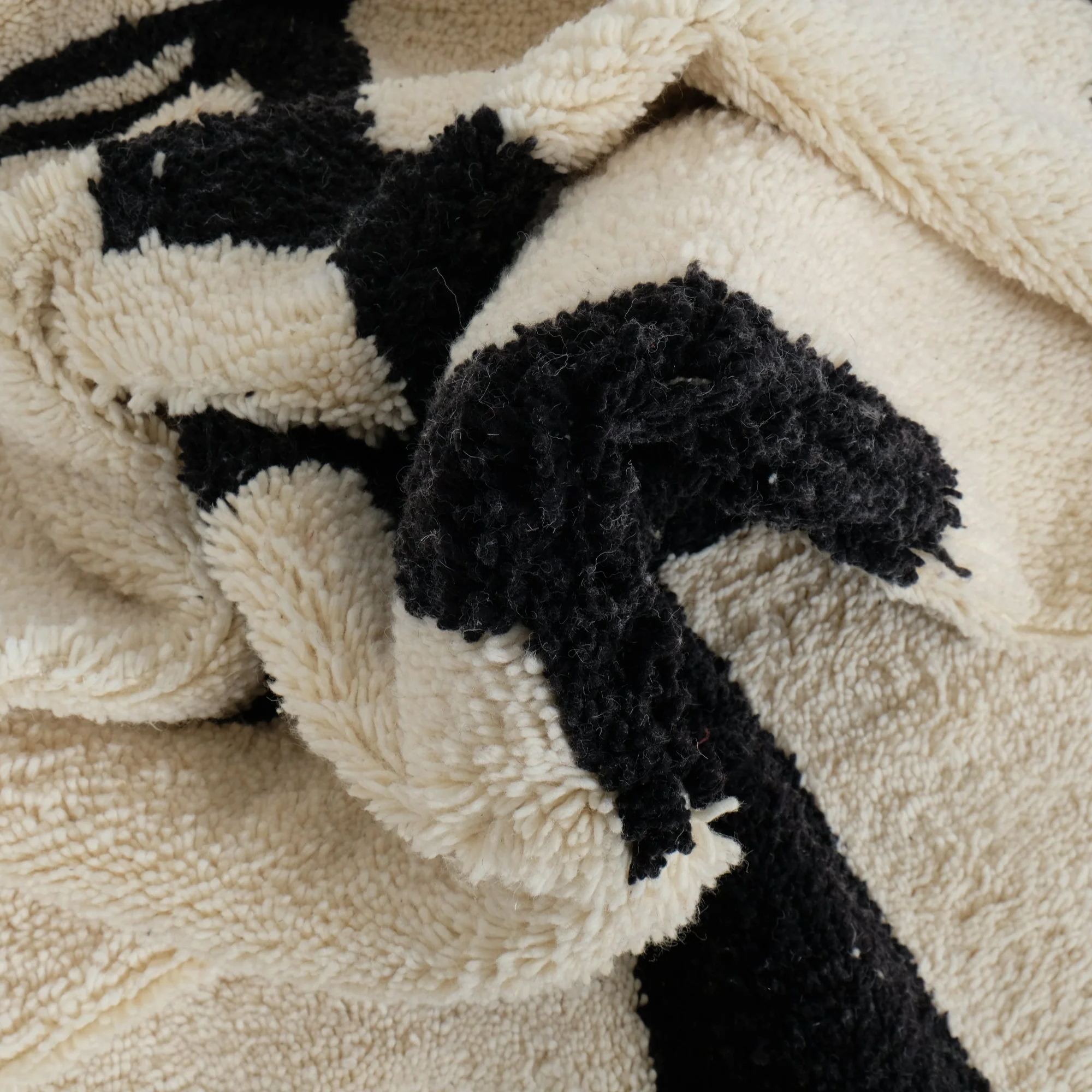 Moroccan custom rug from Beni Ourain, Wool and Thread, White