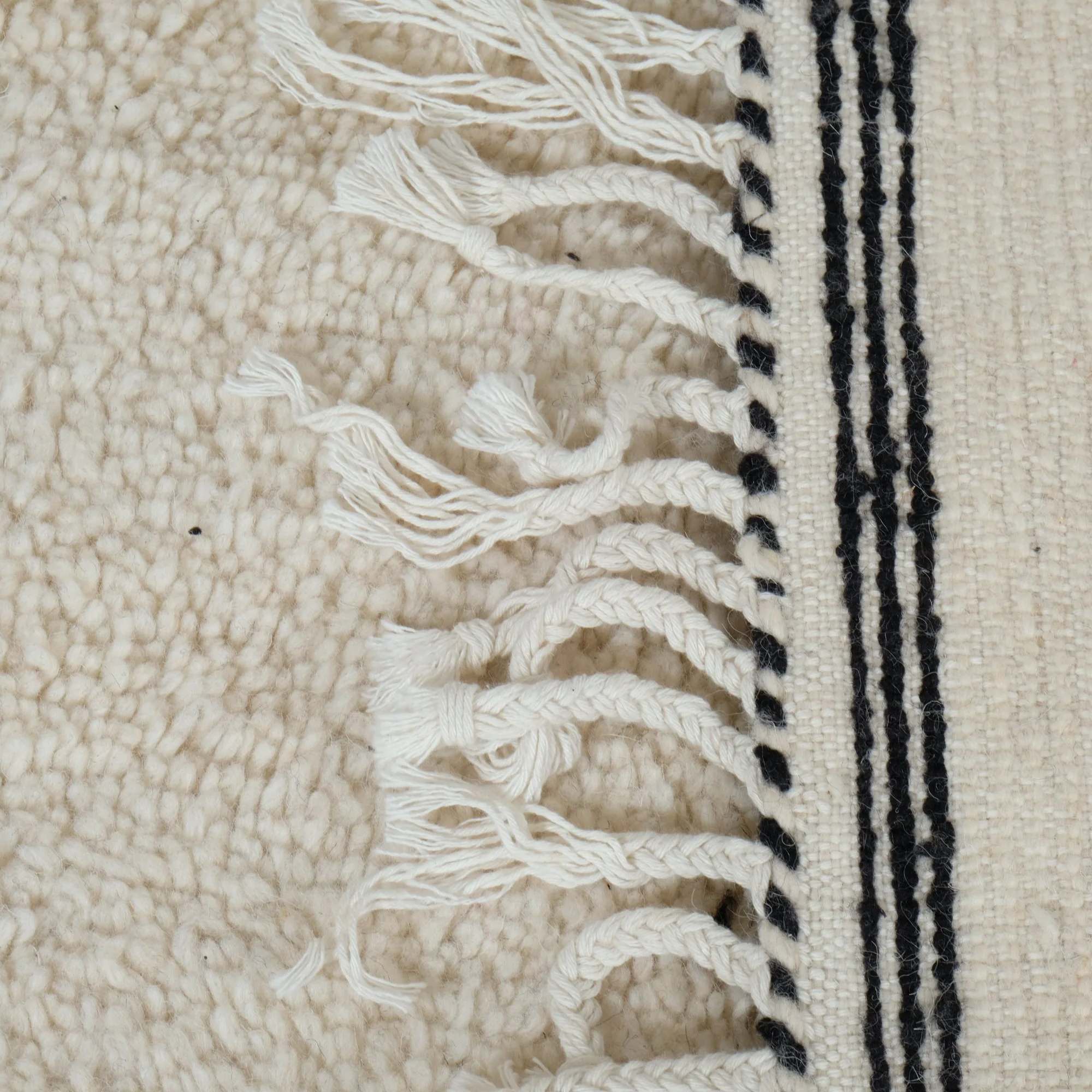 Moroccan custom rug from Beni Ourain, Wool and Thread, White