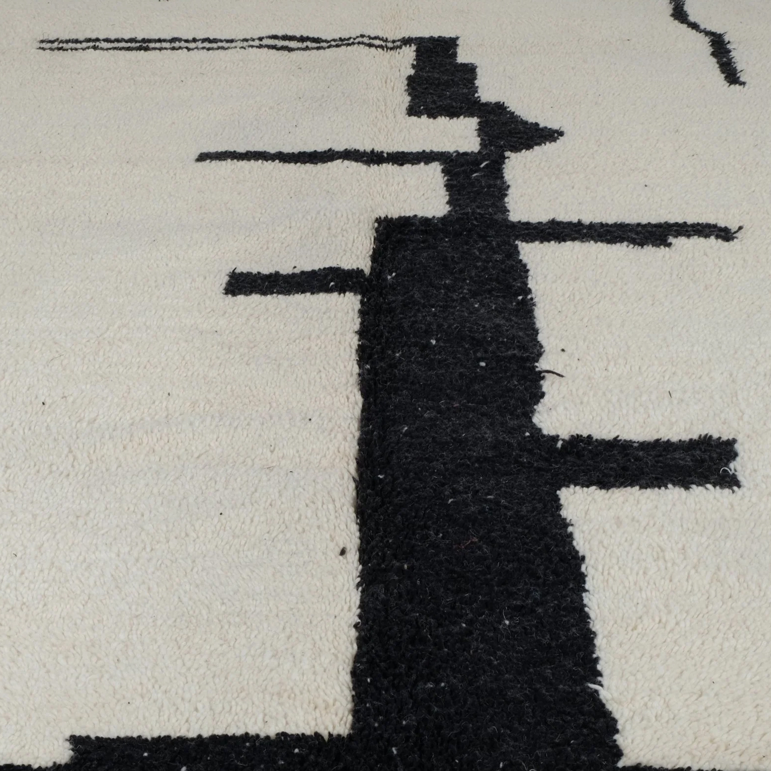 Moroccan custom rug from Beni Ourain, Wool and Thread, White