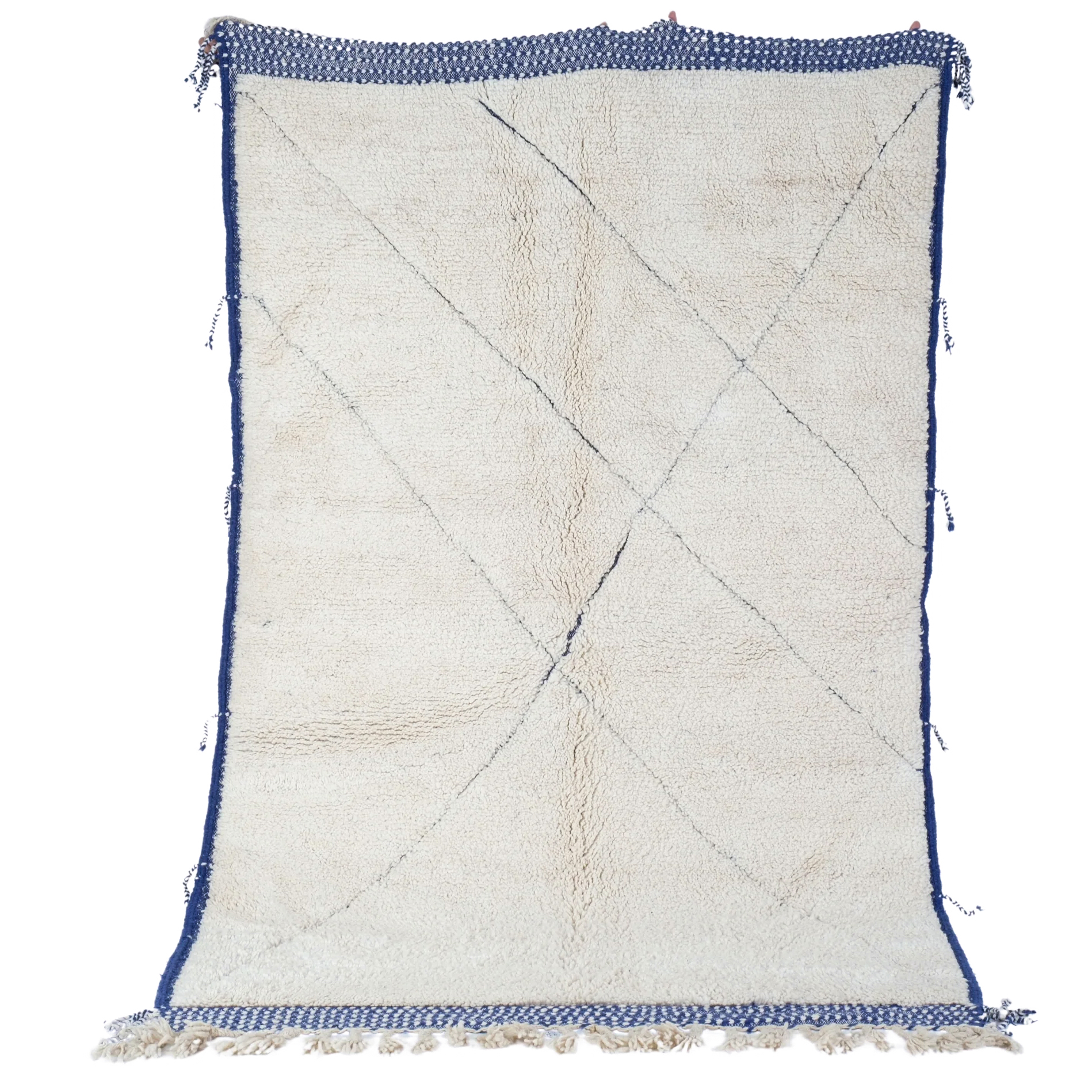 Moroccan custom rug from Beni Ourain, Wool and Thread, White