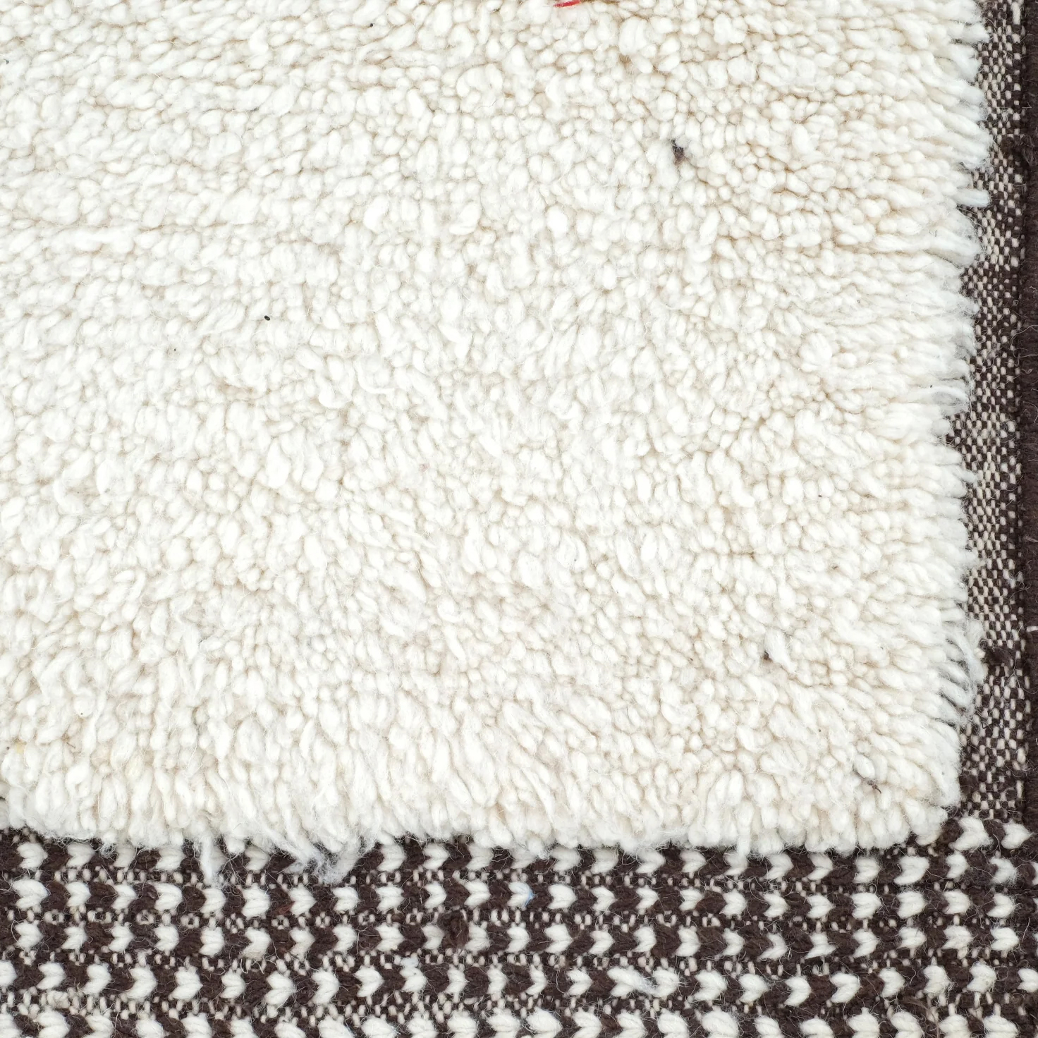 Moroccan custom rug from Beni Ourain, Wool and Thread, White