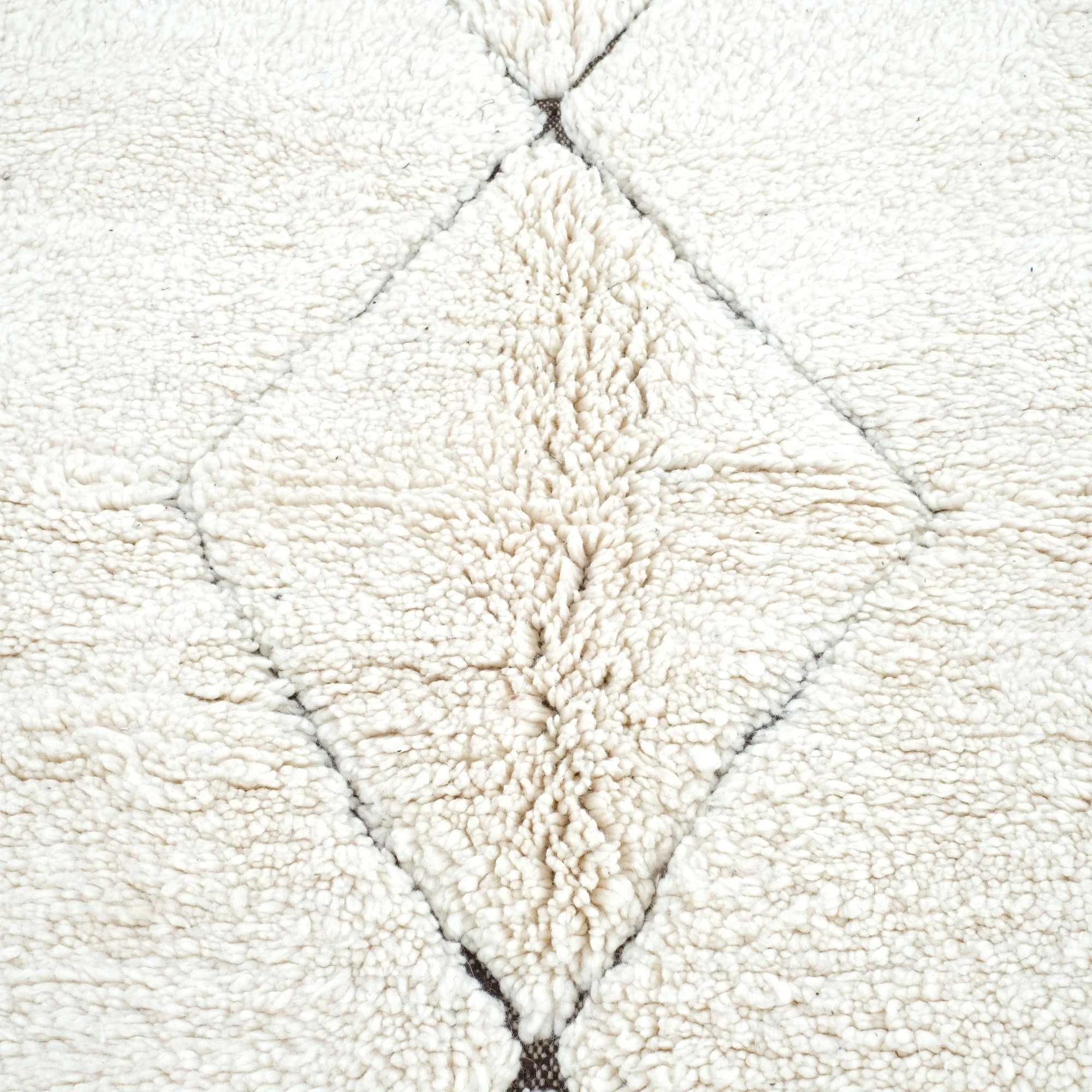 Moroccan custom rug from Beni Ourain, Wool and Thread, White