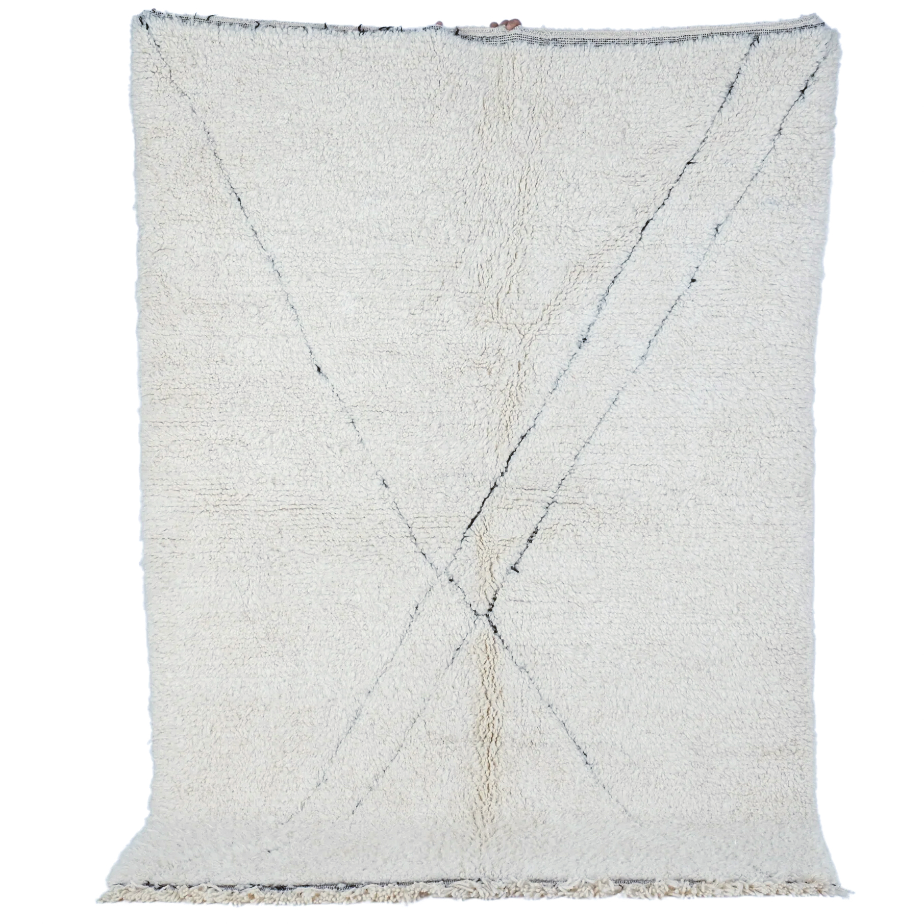 Moroccan custom rug from Beni Ourain, Wool and Thread, White