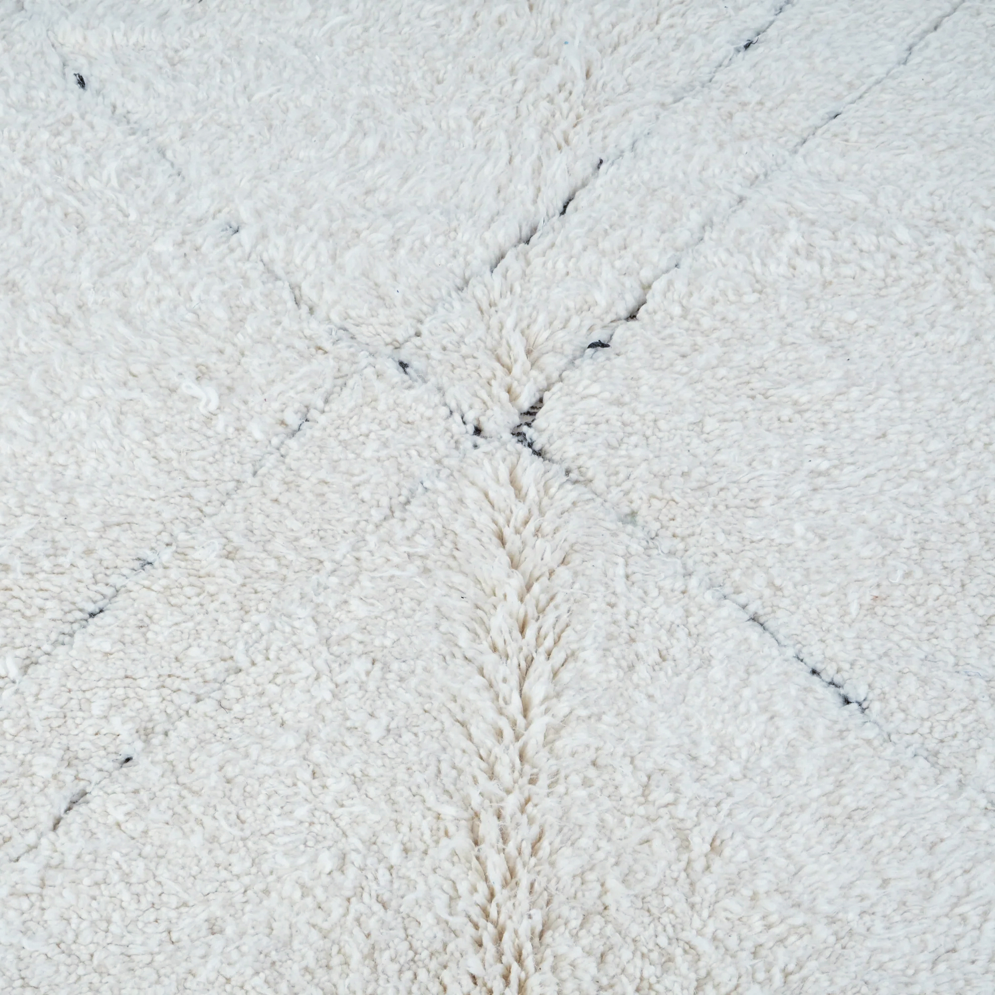 Moroccan custom rug from Beni Ourain, Wool and Thread, White