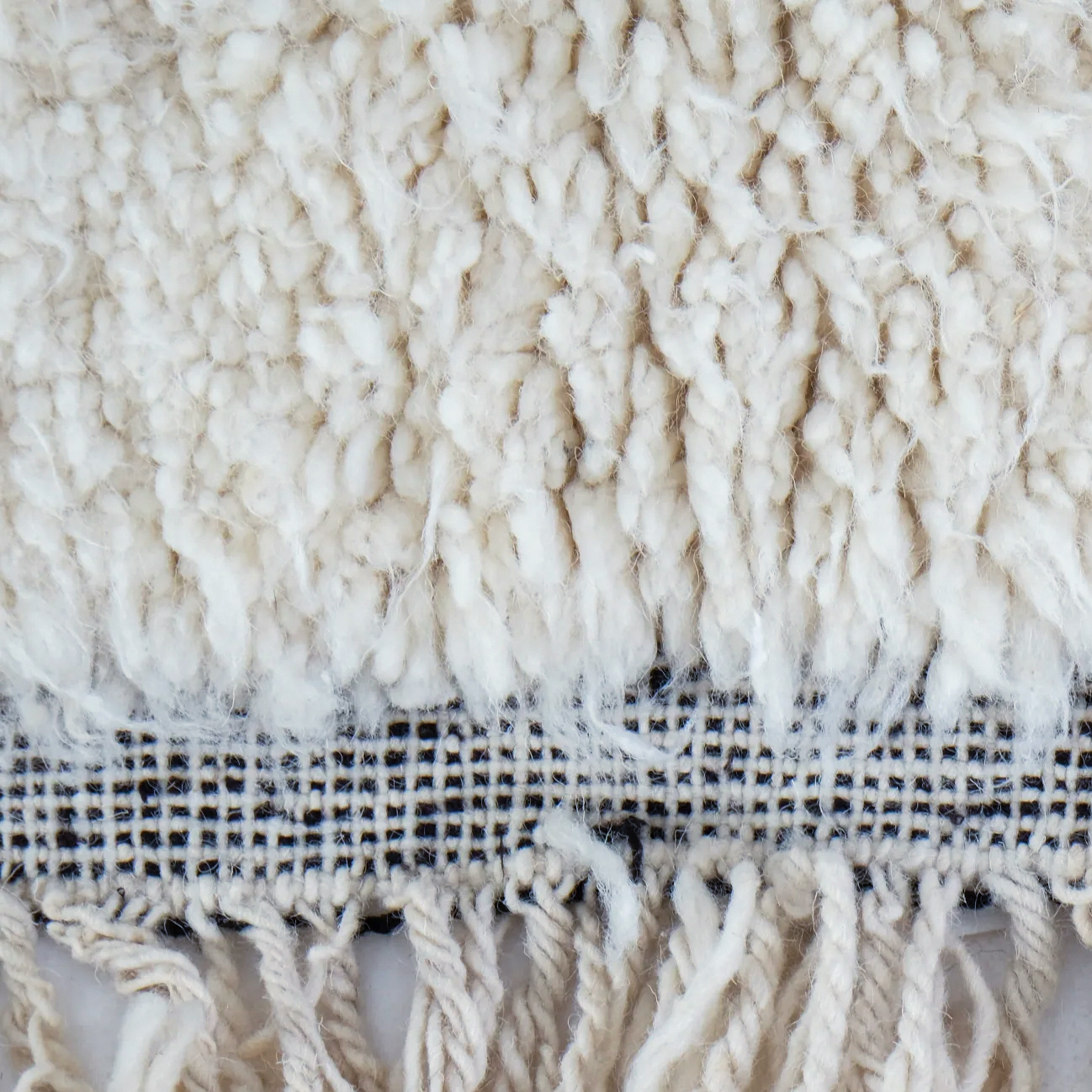 Moroccan custom rug from Beni Ourain, Wool and Thread, White