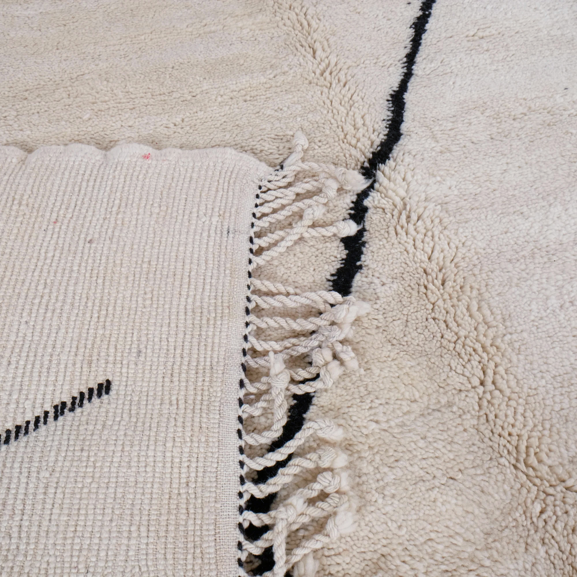 Moroccan custom rug from Beni Ourain, Wool and Thread, White