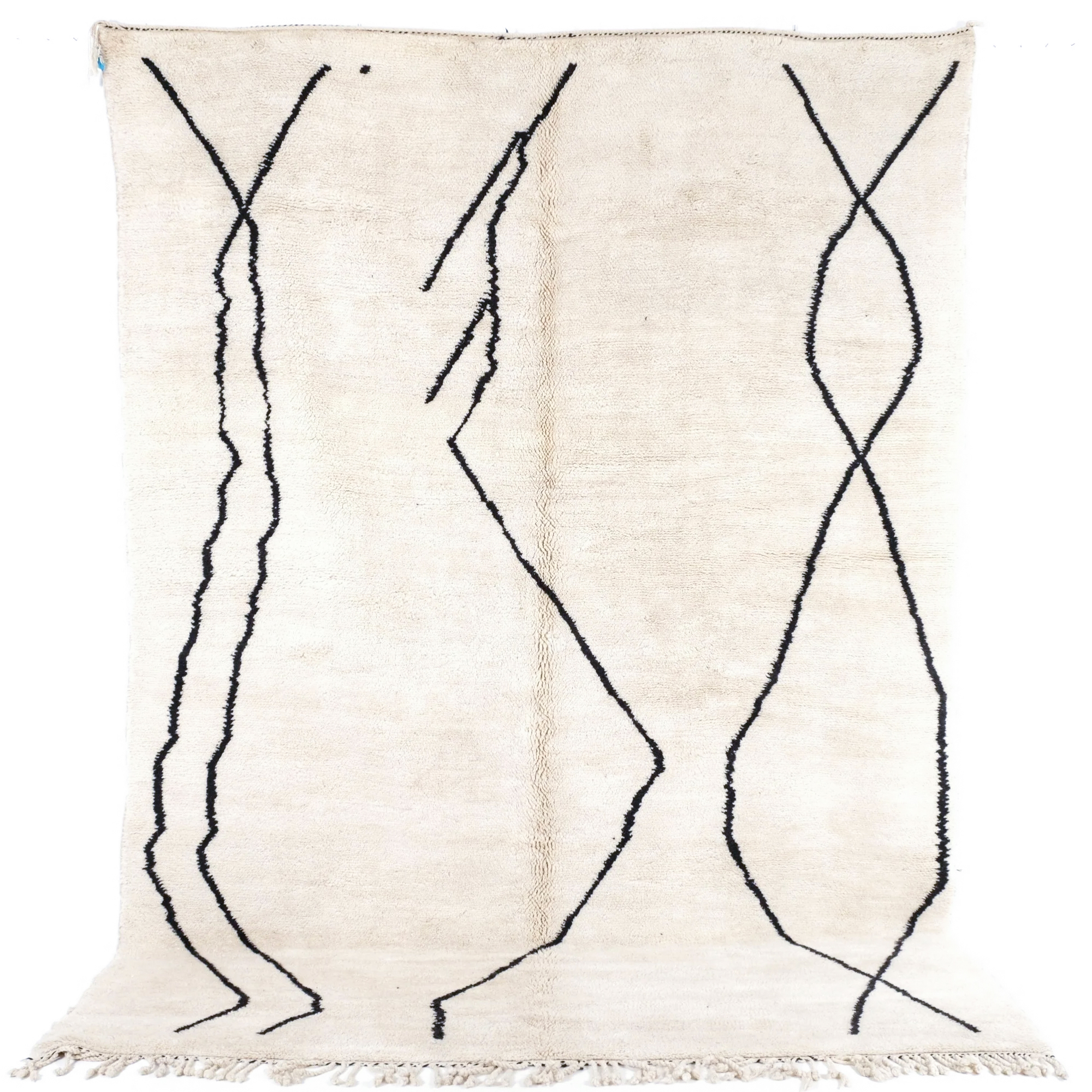Moroccan custom rug from Beni Ourain, Wool and Thread, White