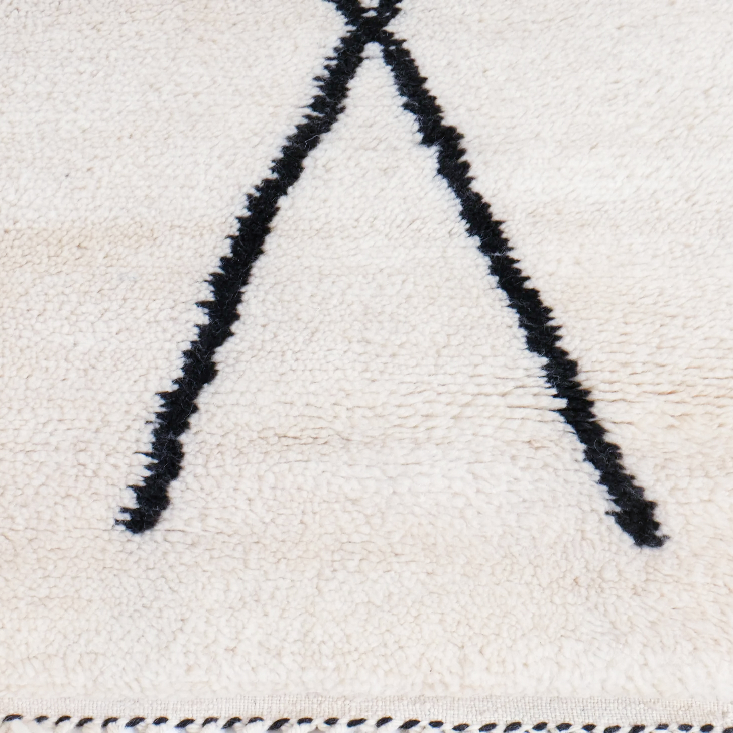 Moroccan custom rug from Beni Ourain, Wool and Thread, White