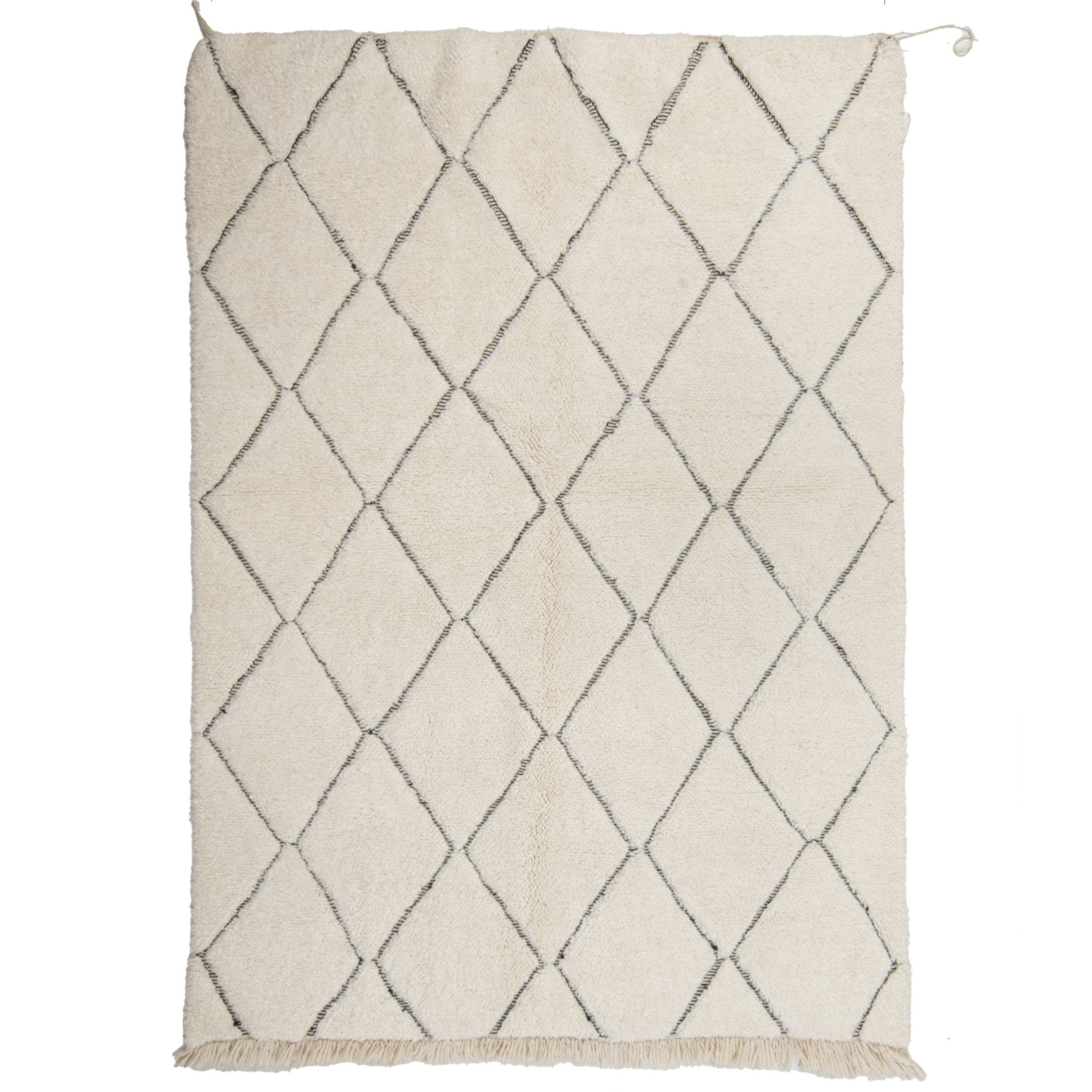 Moroccan custom rug from Beni Ourain, Wool and Thread, White