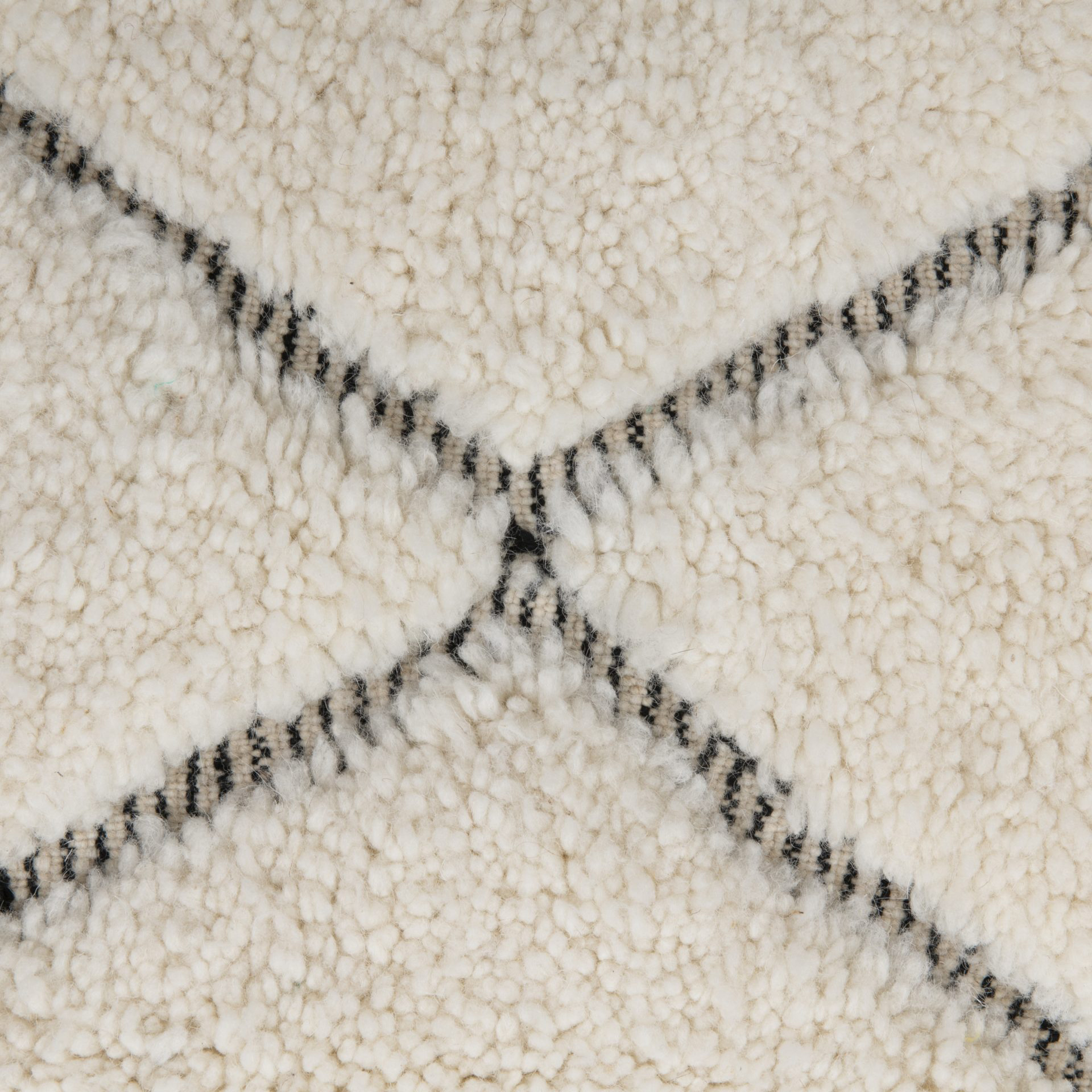 Moroccan custom rug from Beni Ourain, Wool and Thread, White