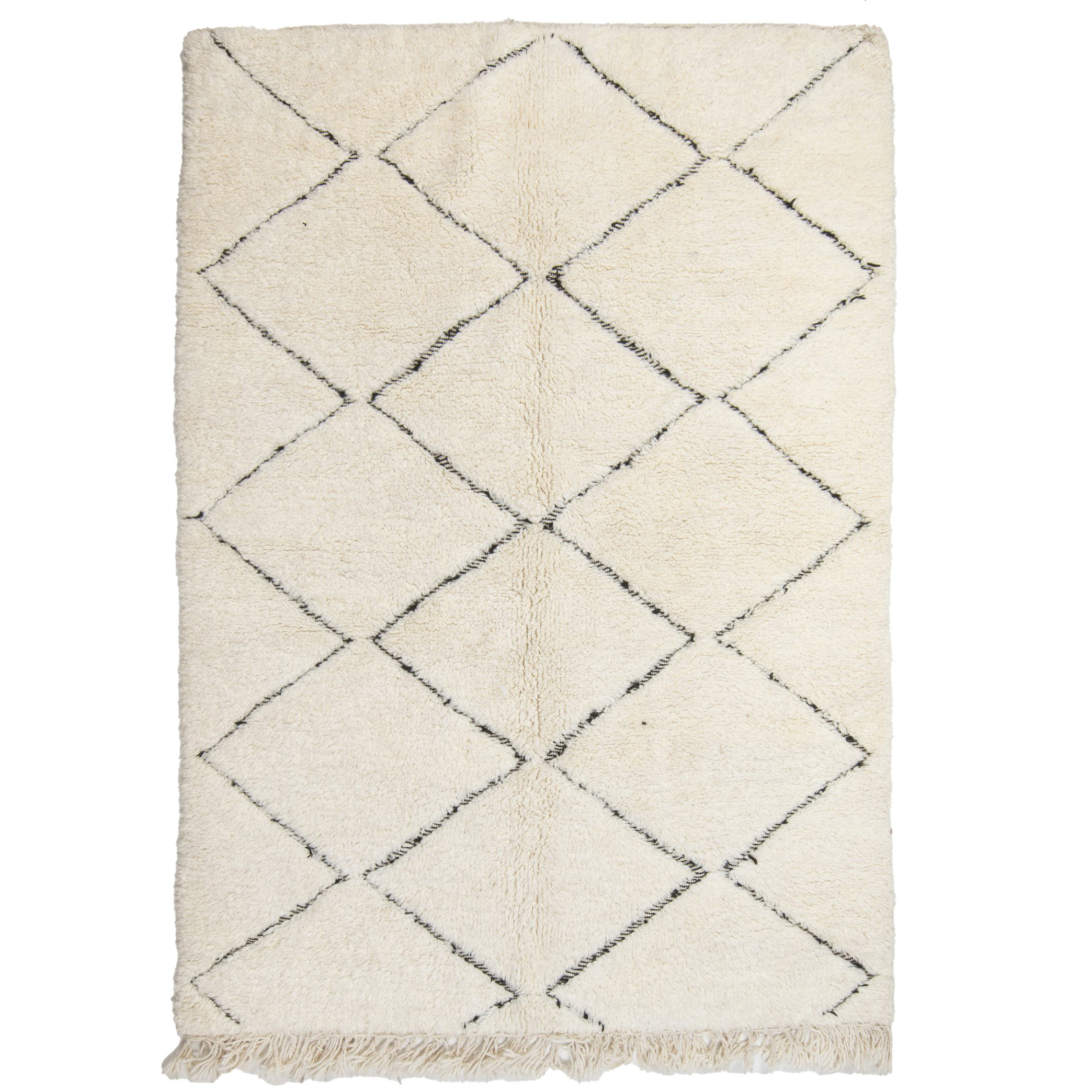 Moroccan custom rug from Beni Ourain, Wool and Thread, White