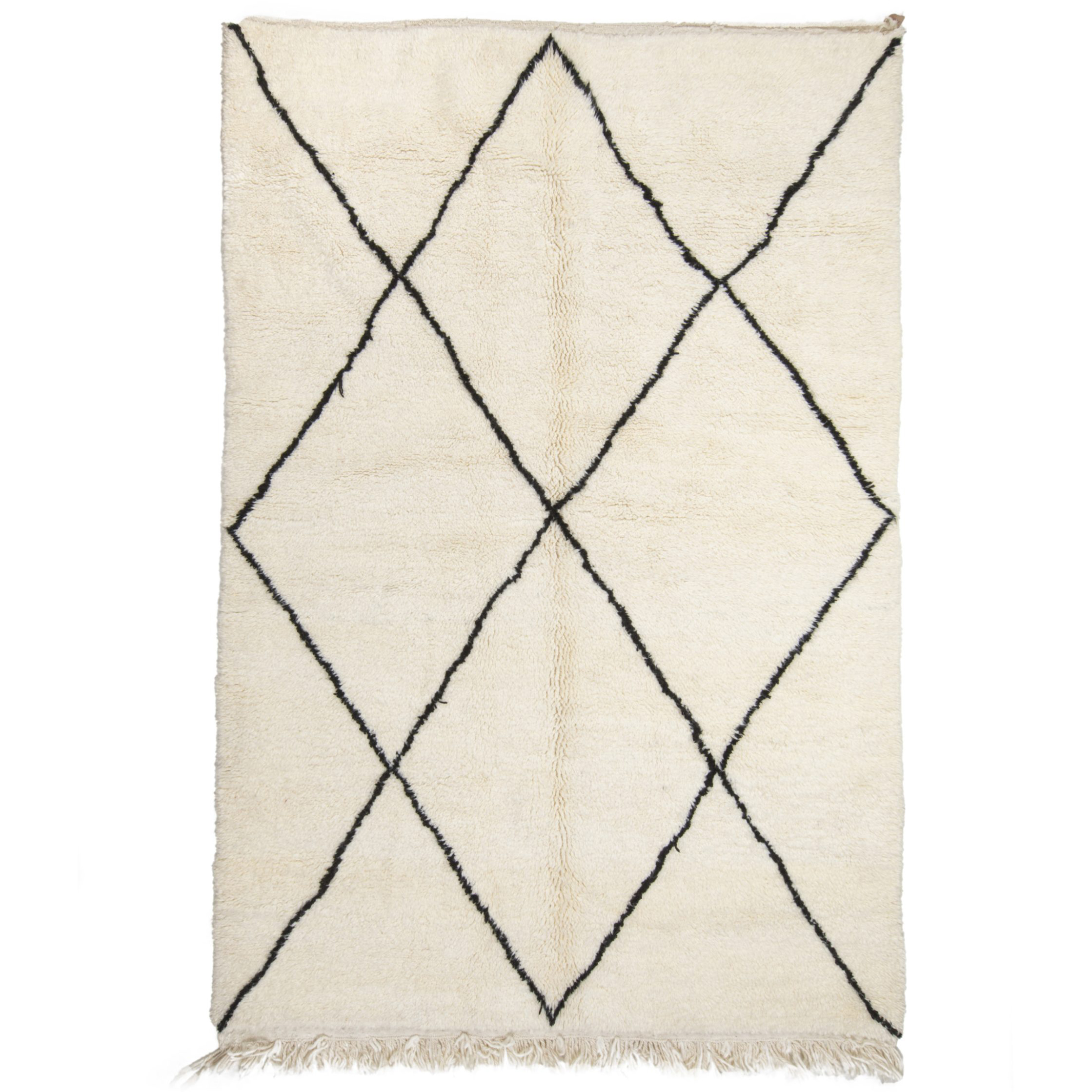 Moroccan custom rug from Beni Ourain, Wool and Thread, White