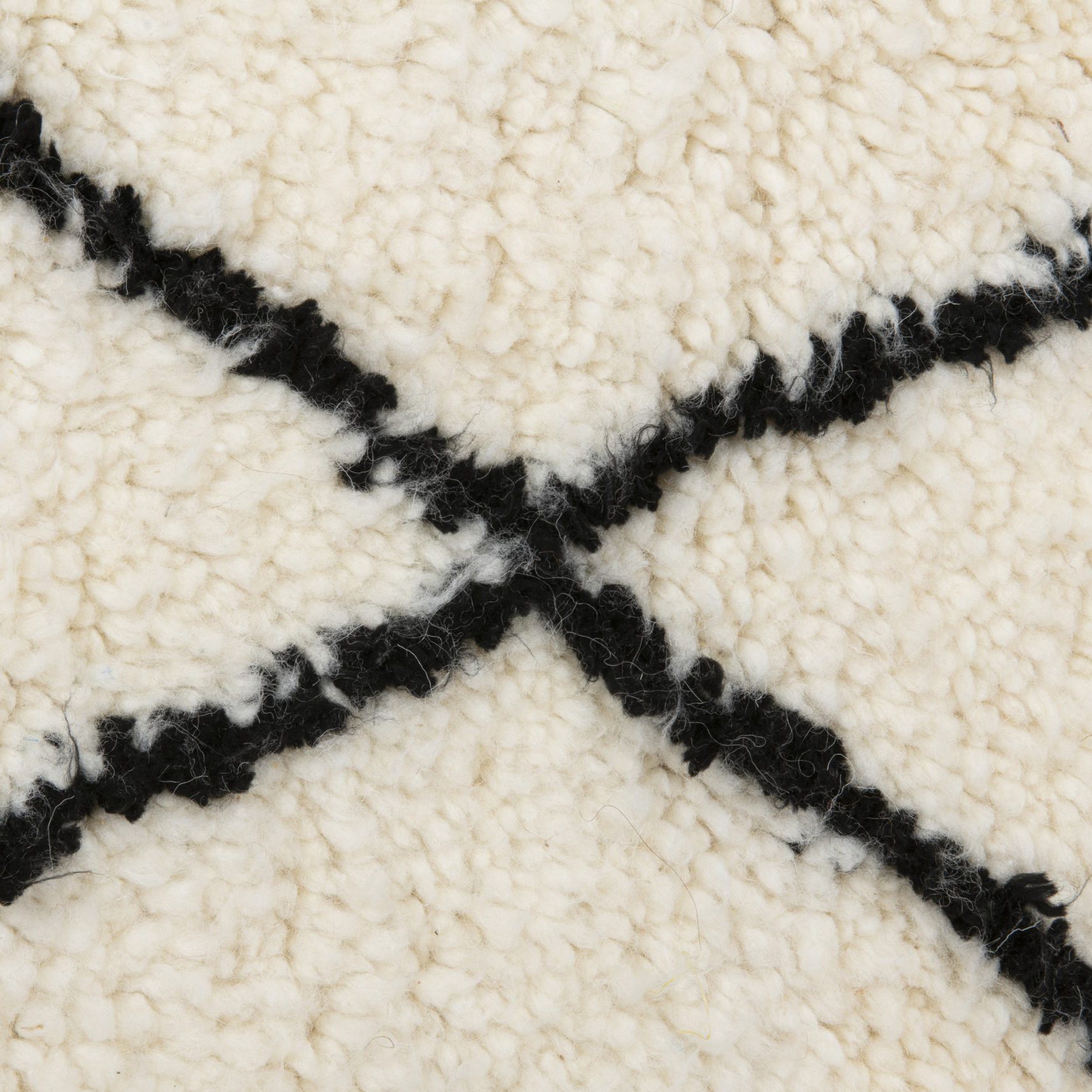 Moroccan custom rug from Beni Ourain, Wool and Thread, White