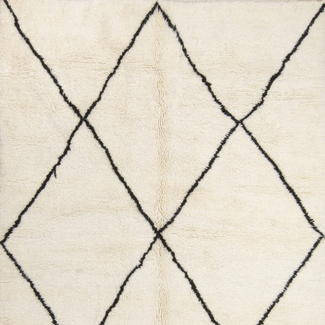 Moroccan custom rug from Beni Ourain, Wool and Thread, White