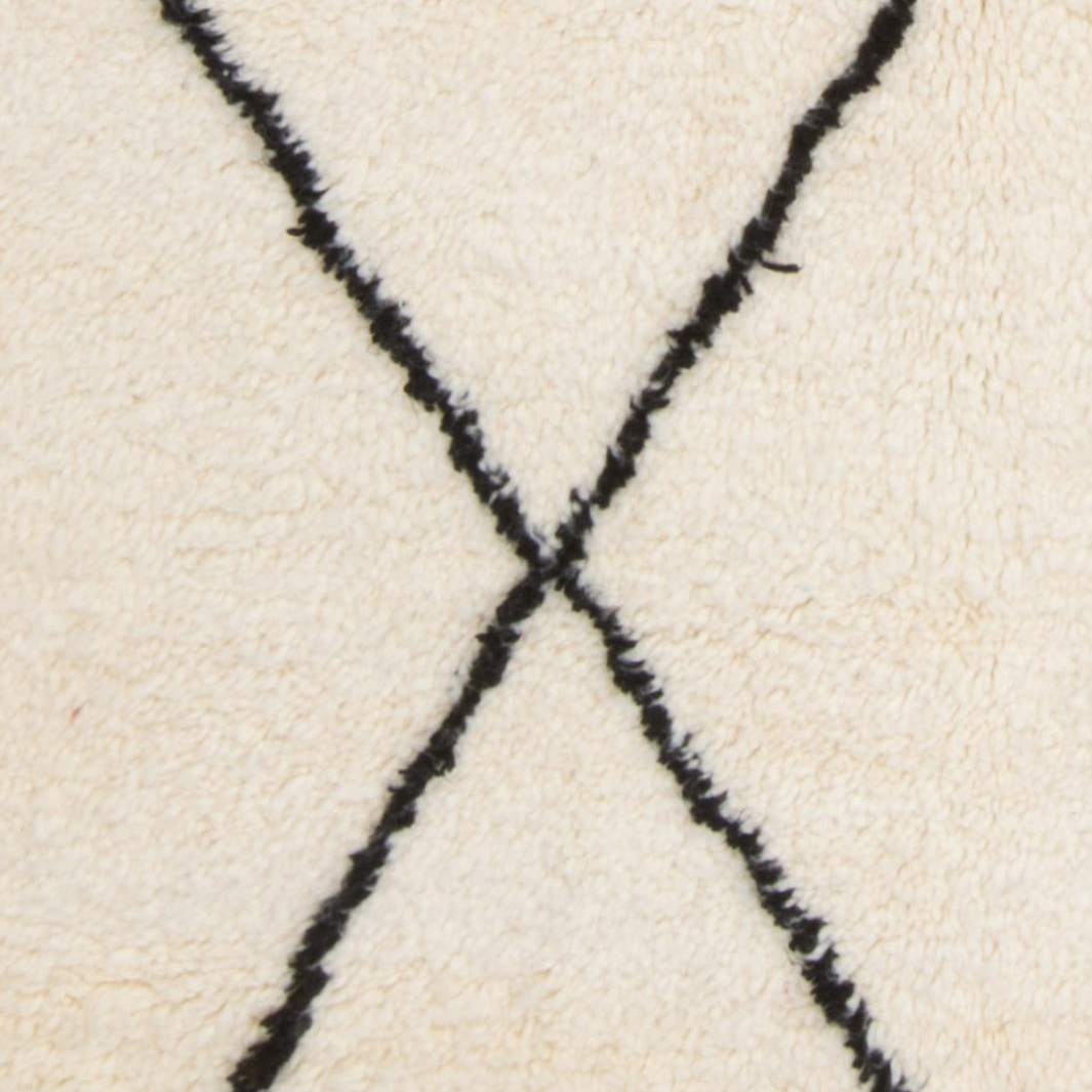 Moroccan custom rug from Beni Ourain, Wool and Thread, White