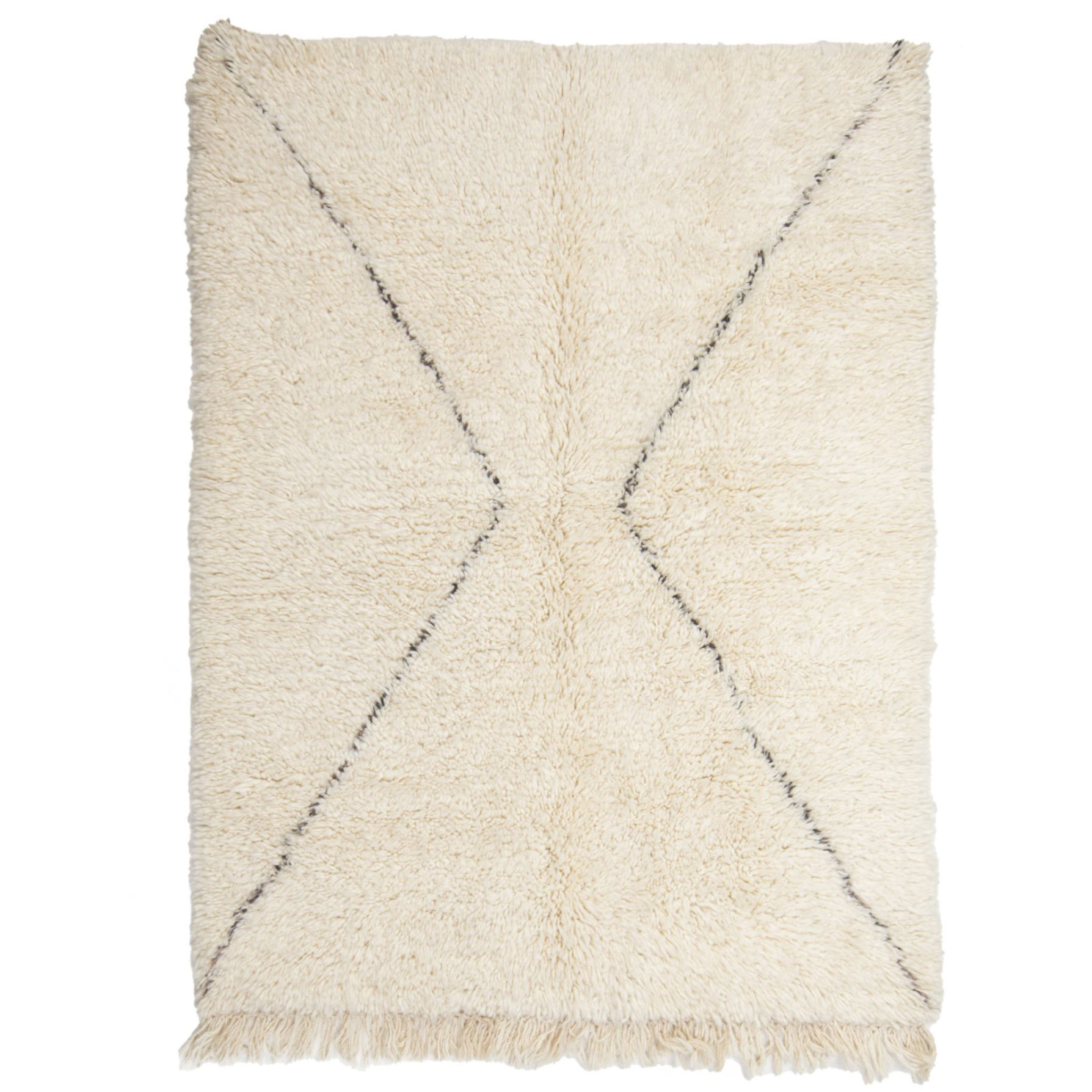 Moroccan custom rug from Beni Ourain, Wool and Thread, White