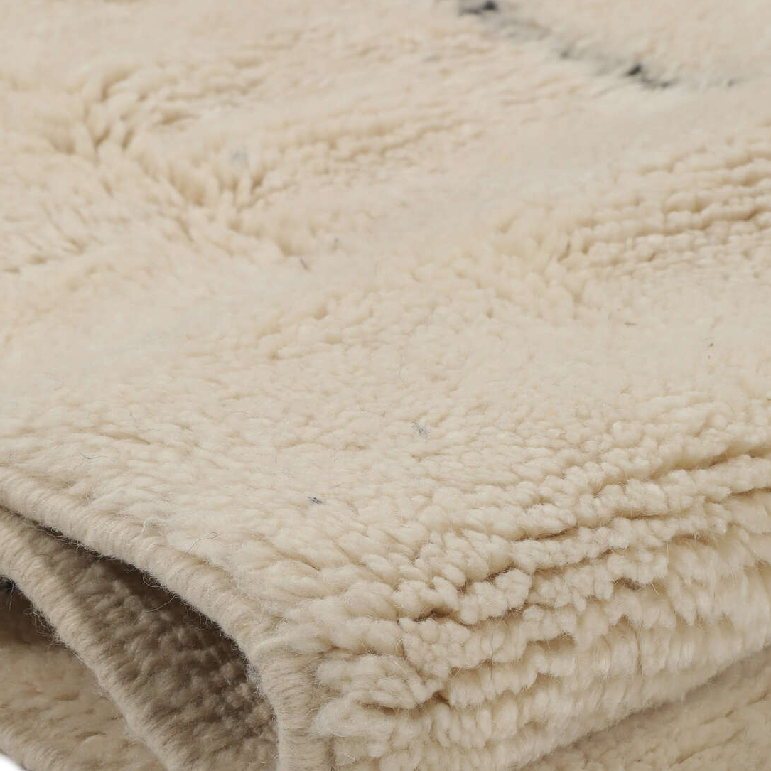 Moroccan custom rug from Beni Ourain, Wool and Thread, White