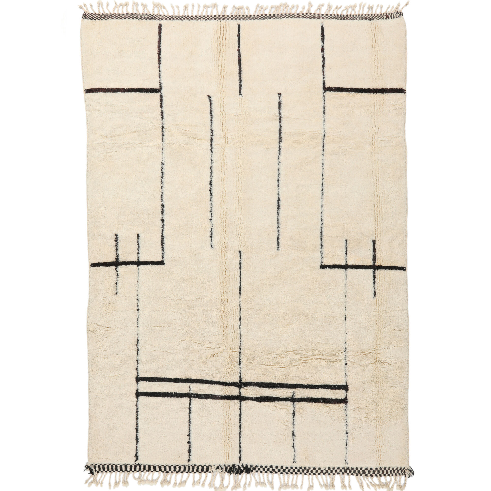 Moroccan custom rug from Beni Ourain, Wool and Thread, White
