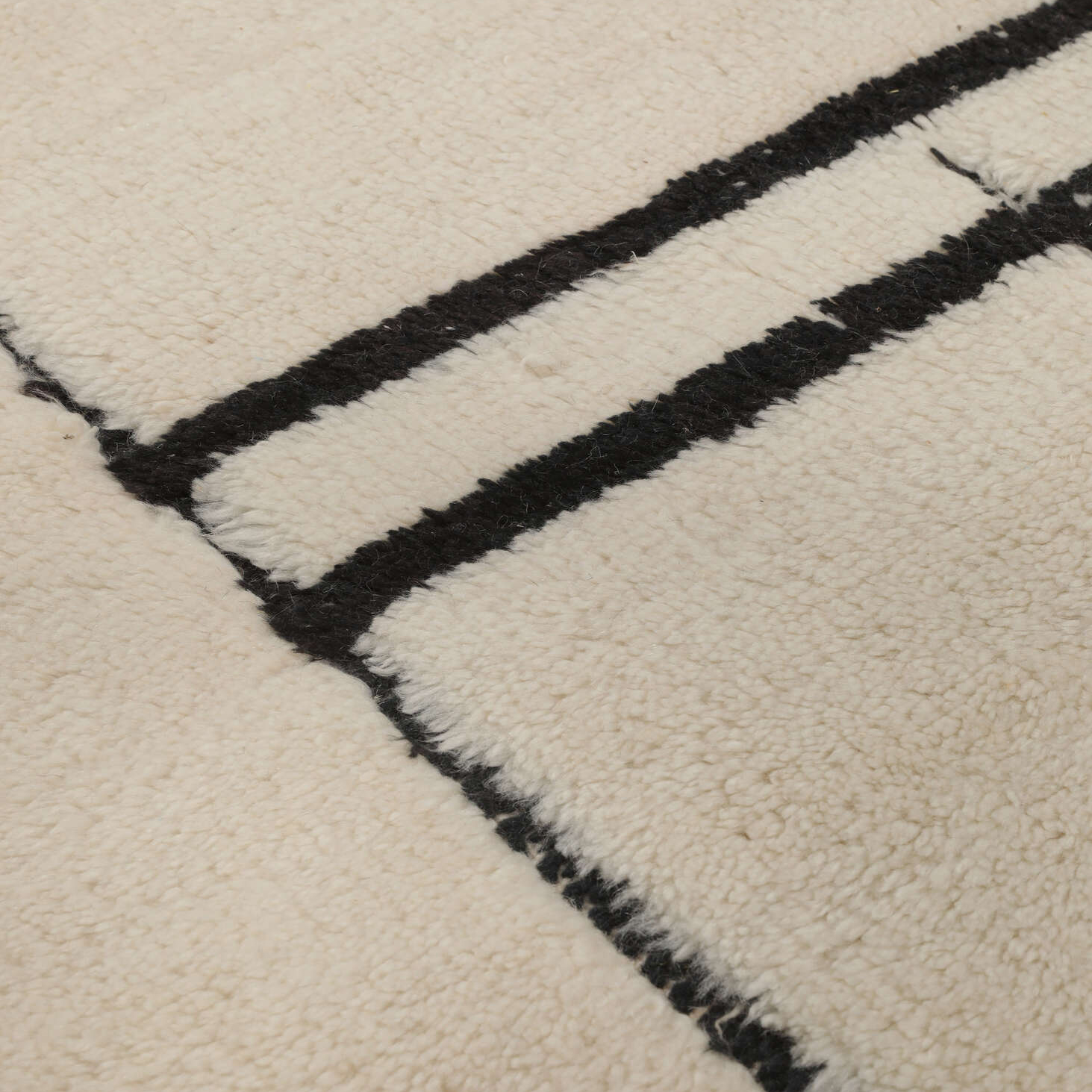 Moroccan custom rug from Beni Ourain, Wool and Thread, White