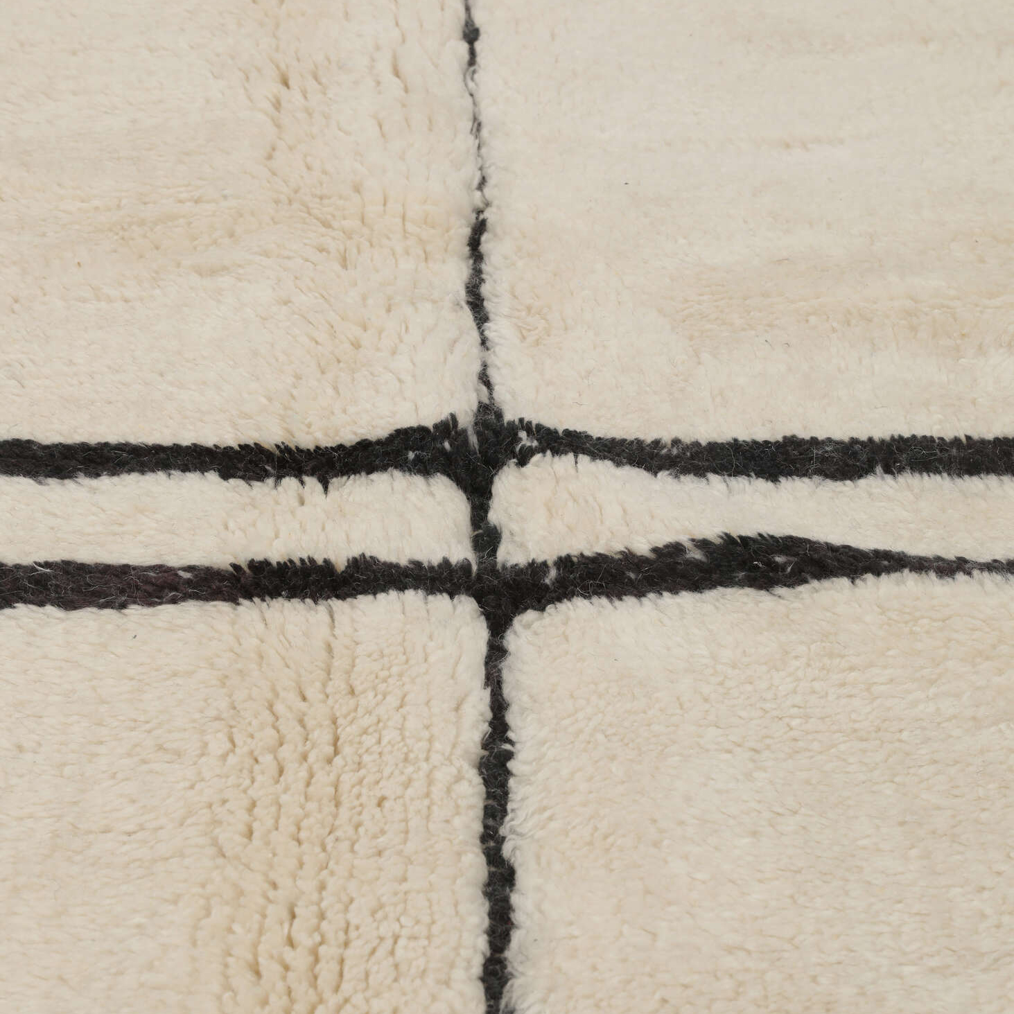 Moroccan custom rug from Beni Ourain, Wool and Thread, White