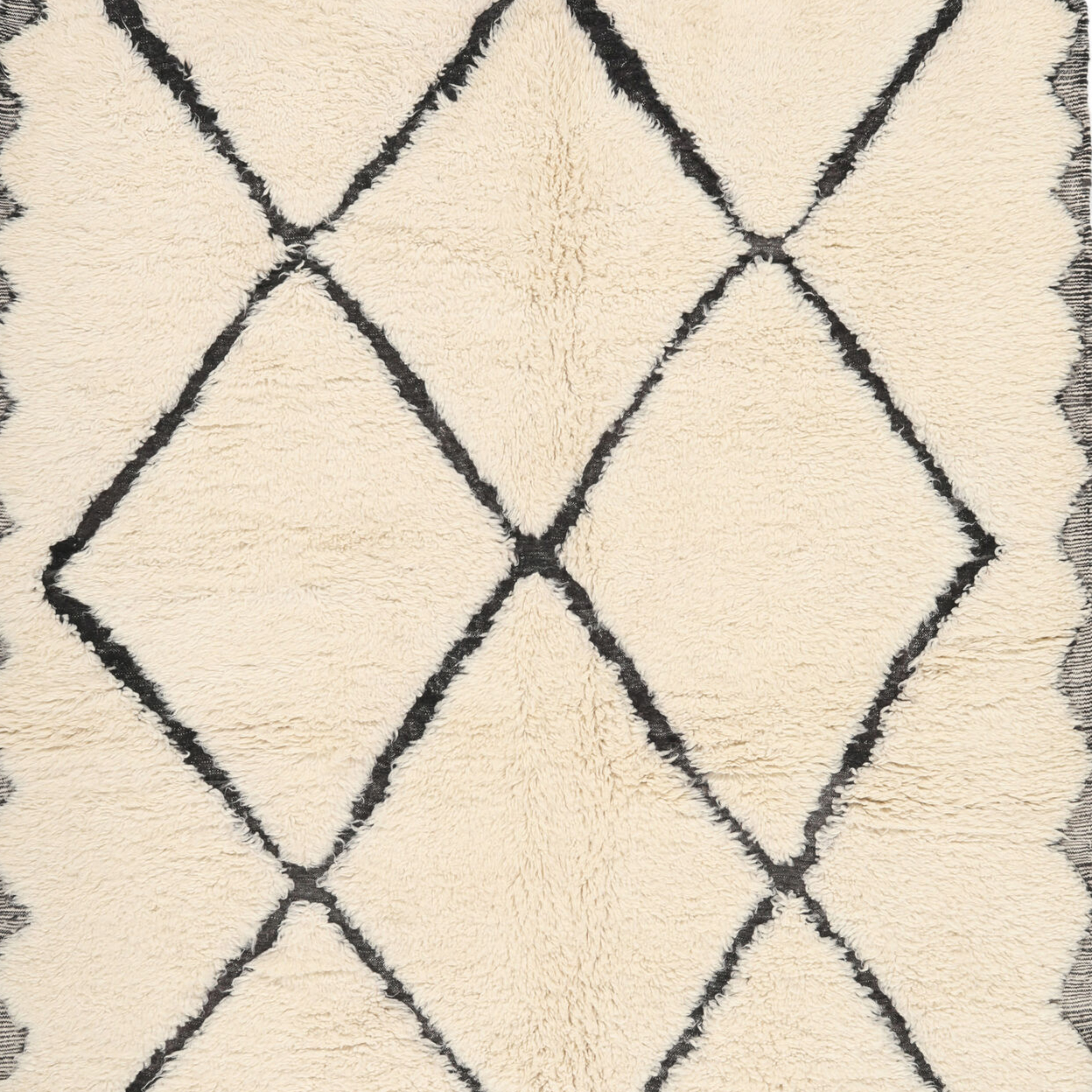 Moroccan custom rug from Beni Ourain, Wool and Thread, White