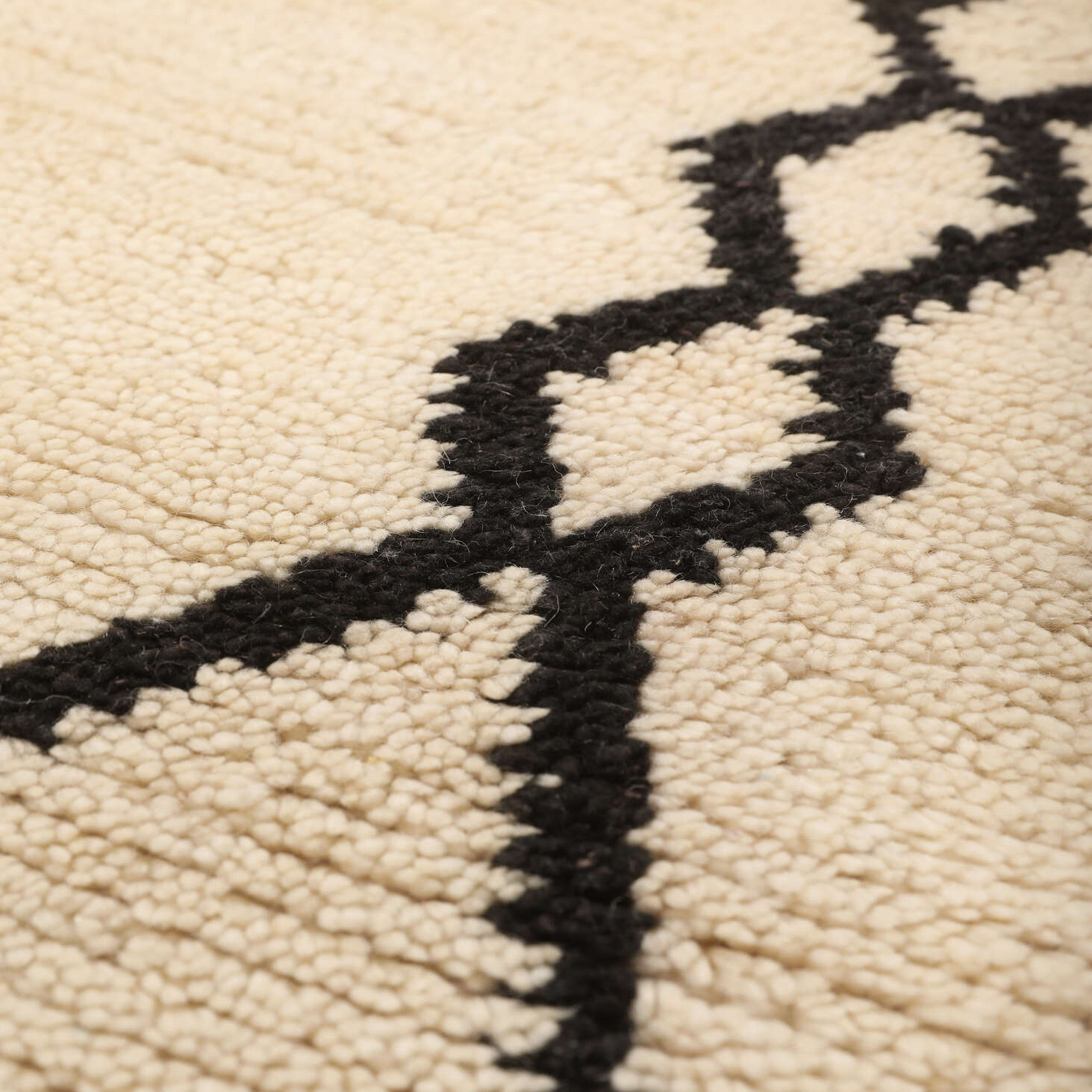 Moroccan custom rug from Beni Ourain, Wool and Thread, White