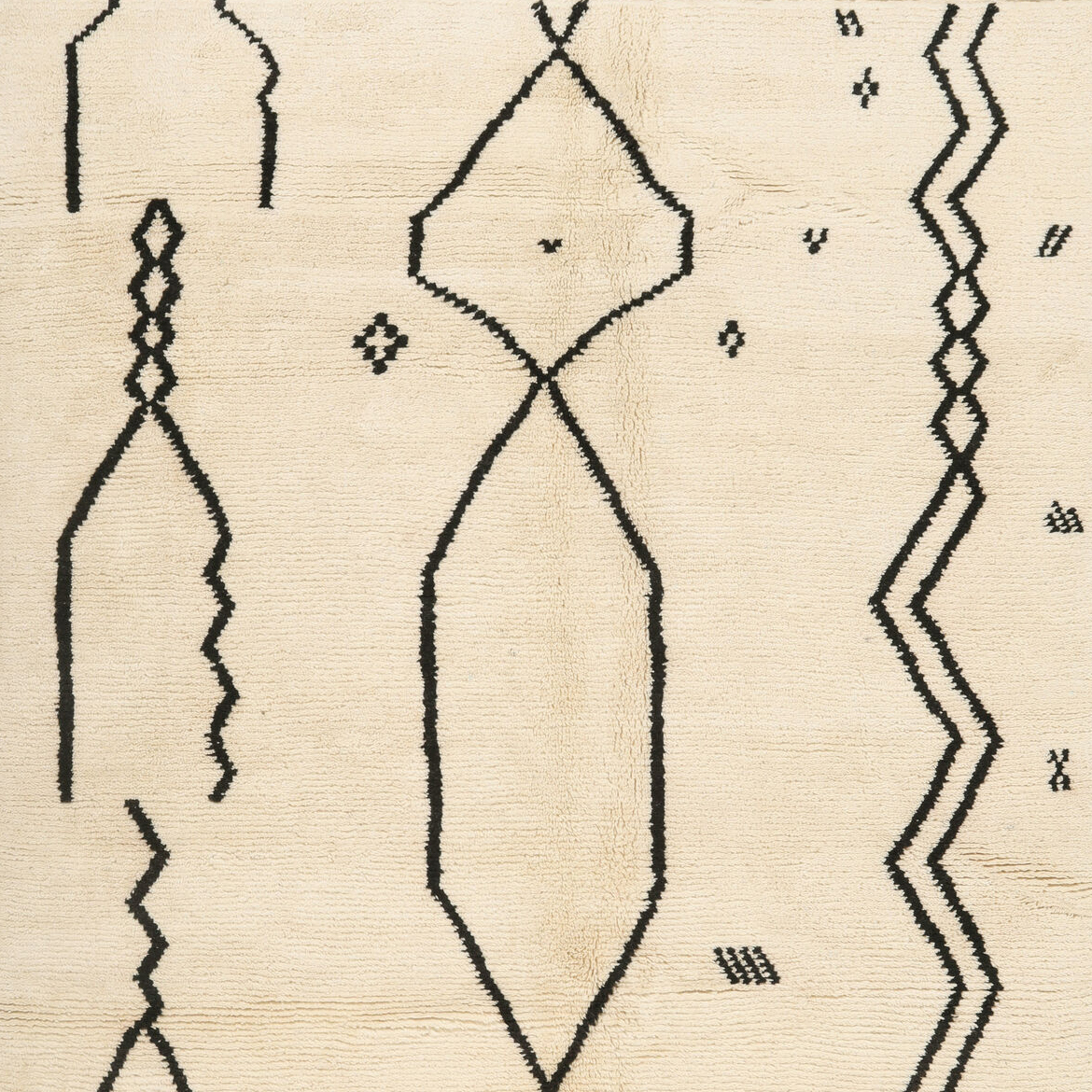 Moroccan custom rug from Beni Ourain, Wool and Thread, White