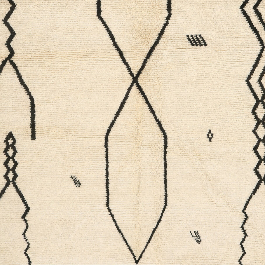 Moroccan custom rug from Beni Ourain, Wool and Thread, White