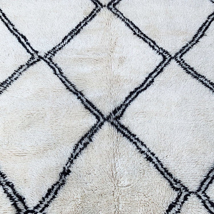 Moroccan custom rug from Beni Ourain, Wool and Thread, White