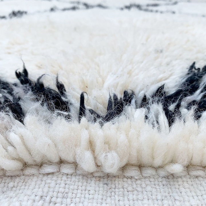 Moroccan custom rug from Beni Ourain, Wool and Thread, White