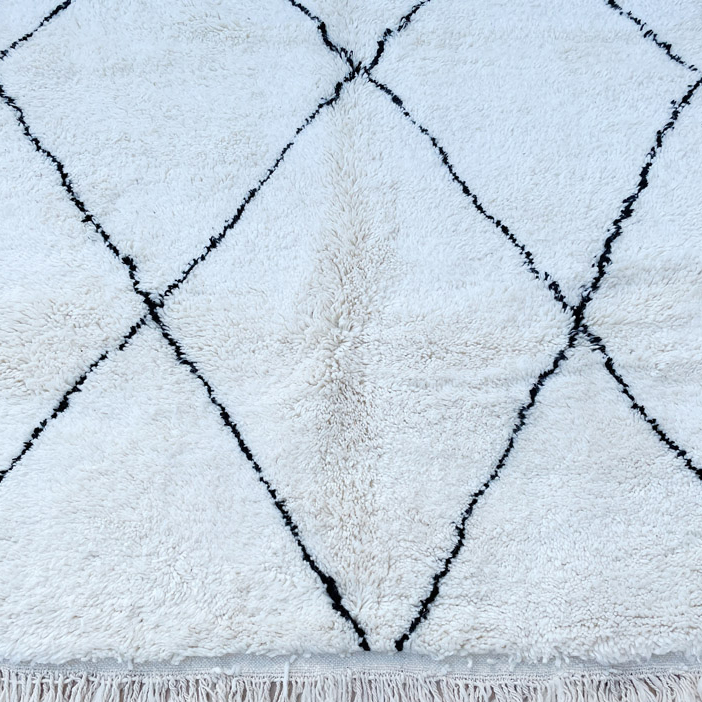 Moroccan custom rug from Beni Ourain, Wool and Thread, White