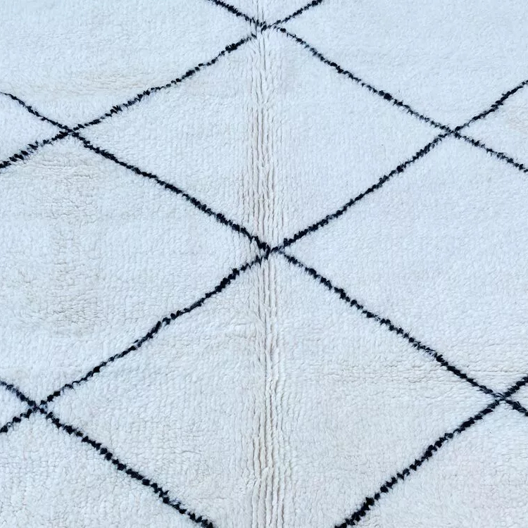 Moroccan custom rug from Beni Ourain, Wool and Thread, White