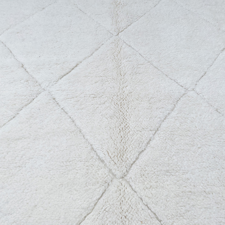 Moroccan custom rug from Beni Ourain, Wool and Thread, White