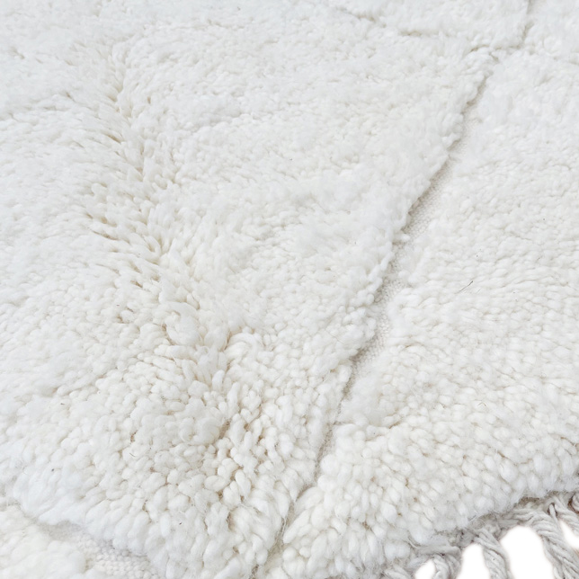Moroccan custom rug from Beni Ourain, Wool and Thread, White