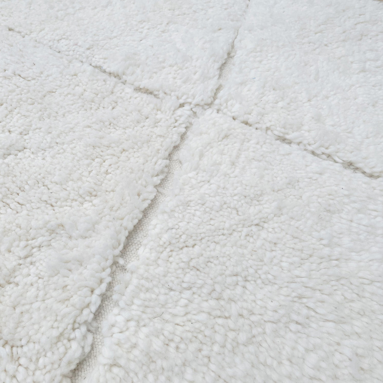 Moroccan custom rug from Beni Ourain, Wool and Thread, White