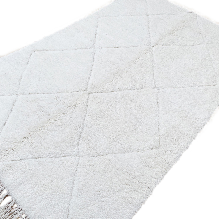 Moroccan custom rug from Beni Ourain, Wool and Thread, White
