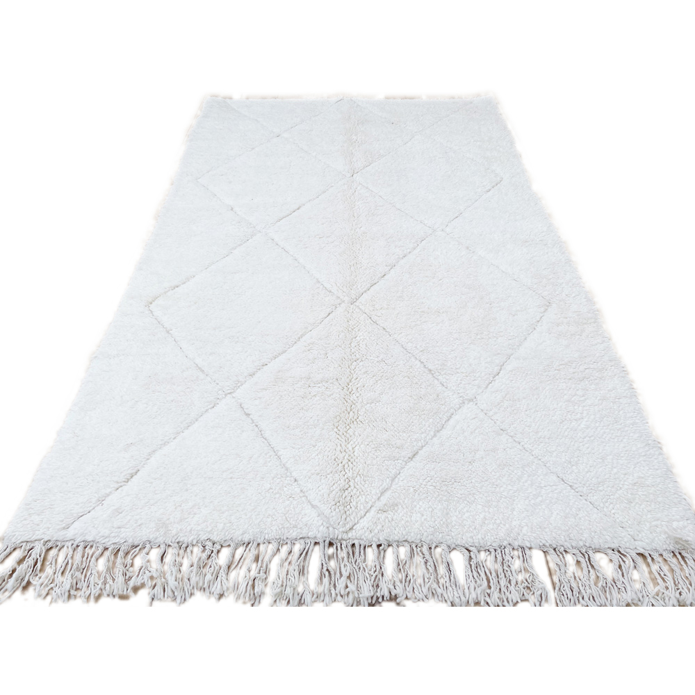 Moroccan custom rug from Beni Ourain, Wool and Thread, White